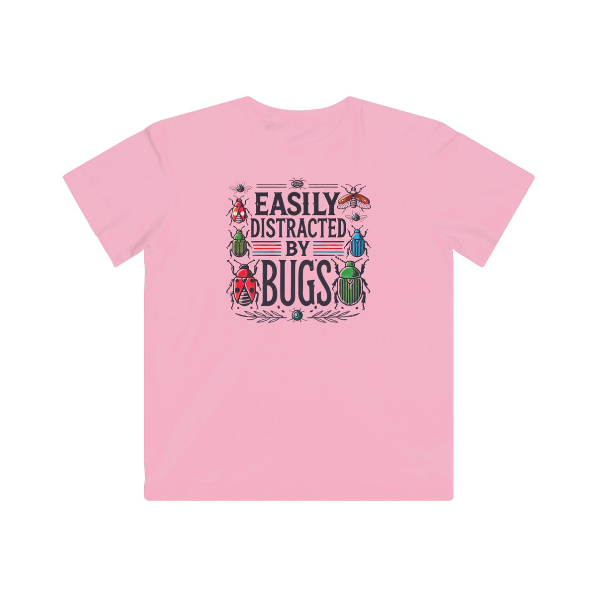 Easily Distracted By Bugs Funny Insect Shirt | Entomology Shirt | Nature Lover Gift | Bug Lover Shirt | Kids Fine Jersey T-shirt