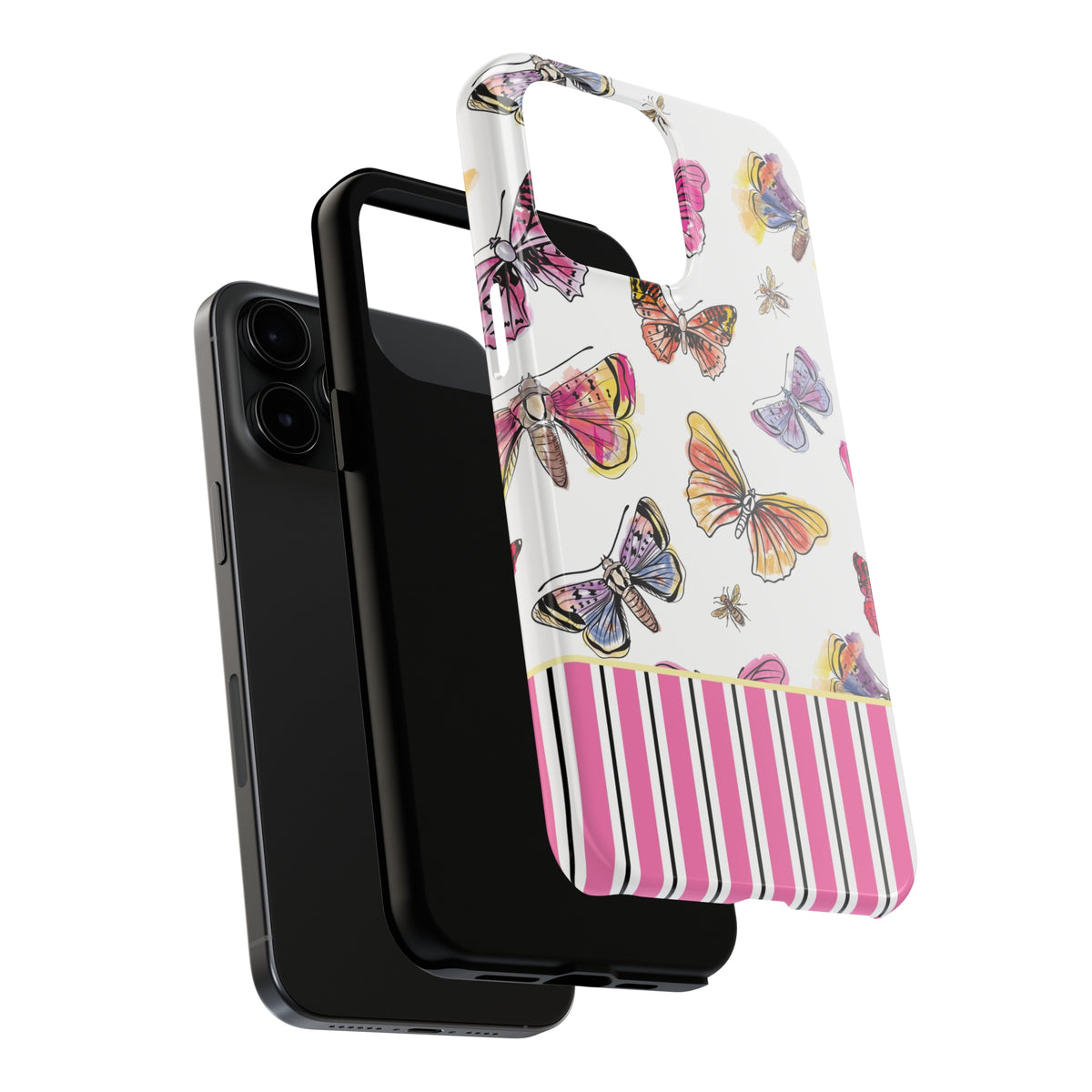 Cute Butterfly Print iPhone 15 14 13 12 11 Case | Pink Butterflies Nature Gift | Tough Phone Case
