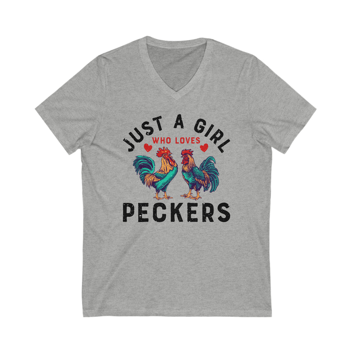 Girl Who Loves Peckers Chicken Farm T-shirt | Funny Chicken Lover Gift | Unisex Jersey V-neck T-shirt