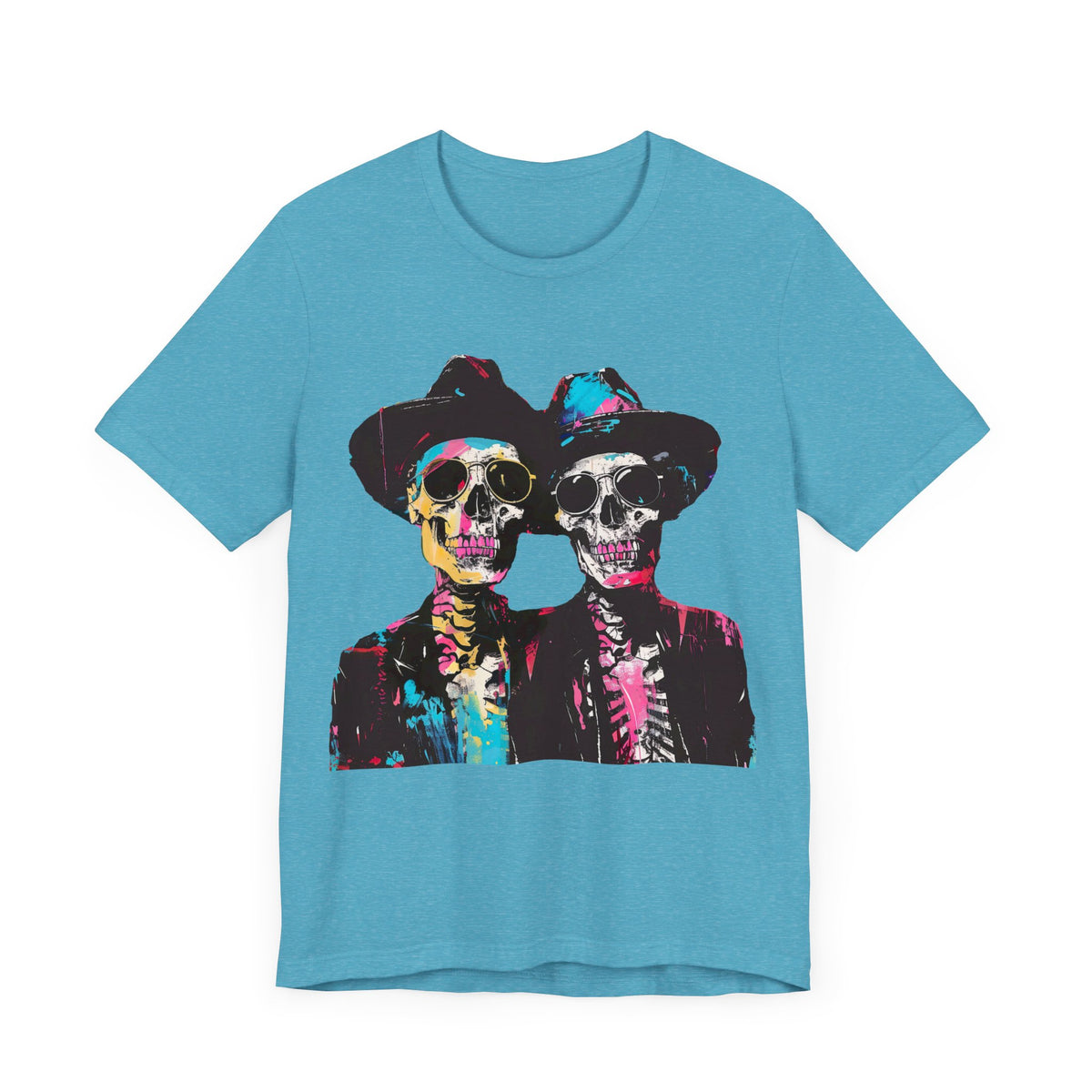 Neon Urban Art Halloween Skeleton Shirt | Expressionist Art Shirt | Unisex Jersey T-shirt