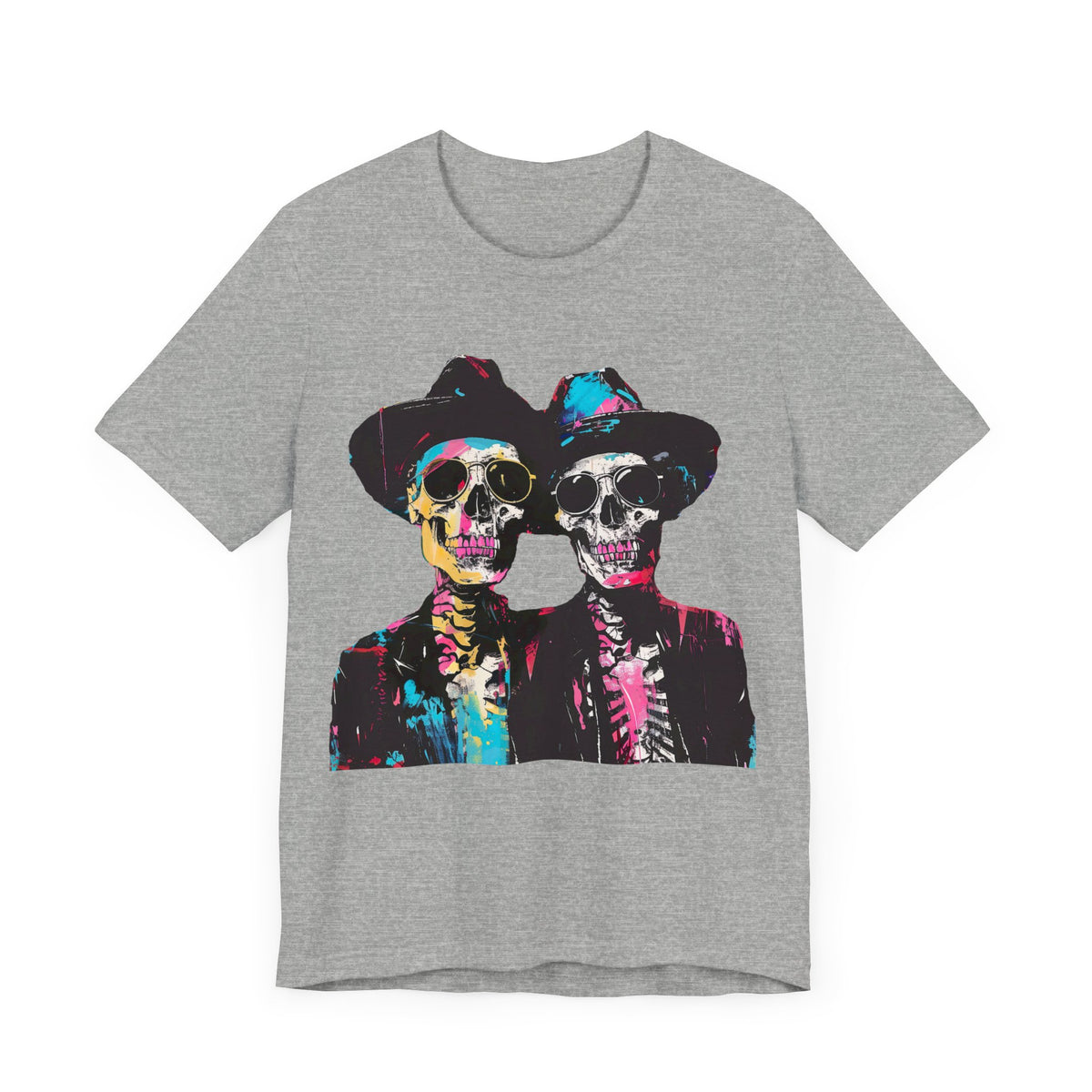 Neon Urban Art Halloween Skeleton Shirt | Expressionist Art Shirt | Unisex Jersey T-shirt