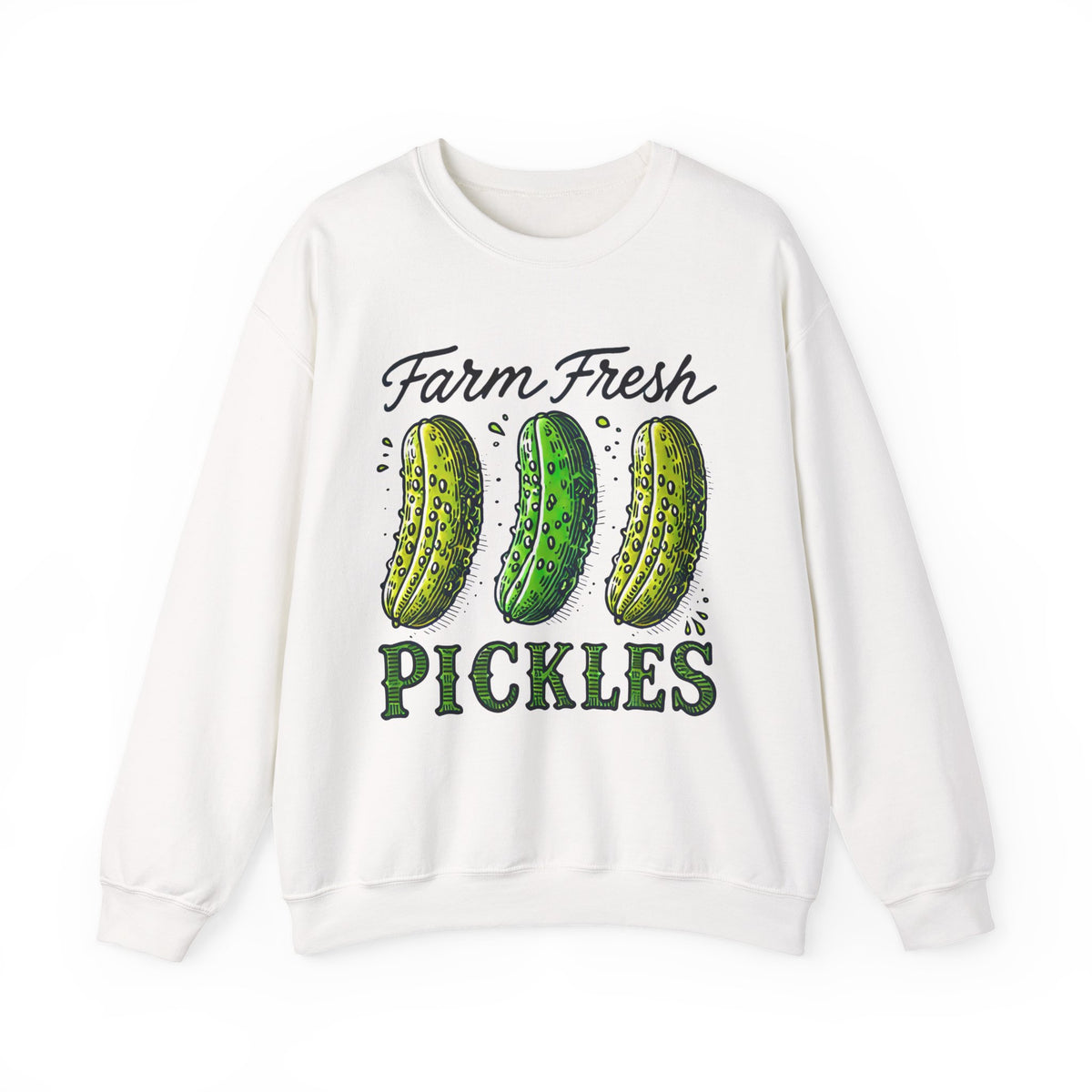 Farm Fresh Pickles Funny Pickle Shirt | Cute Pickle Pun Shirt | Pickle Lover Gift | Farmers Market Garden Shirt | Unisex Crewneck Sweatshirt