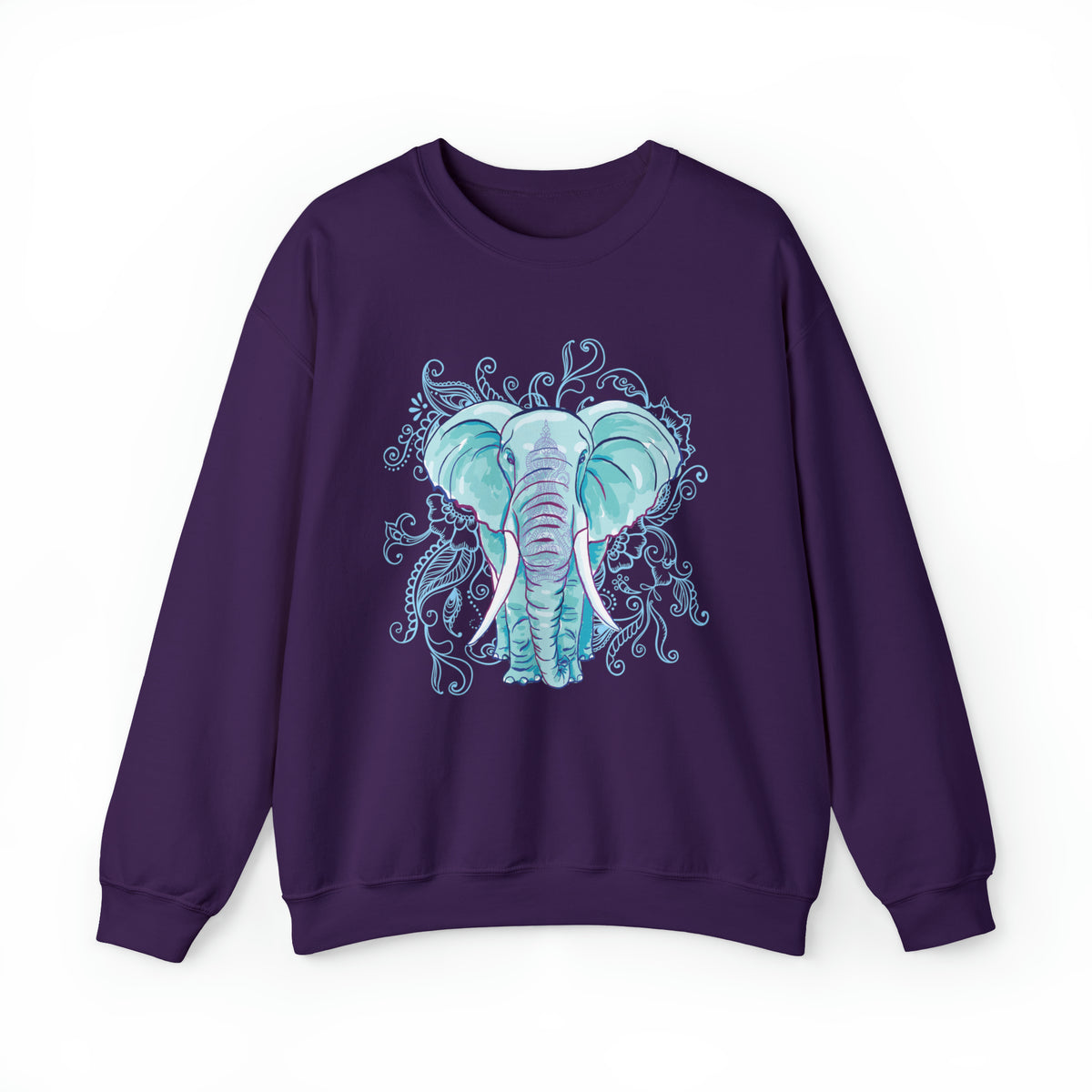 Indian Mandala Watercolor Art Elephant Shirt | Yoga Lover Gift | Unisex Crewneck Sweatshirt