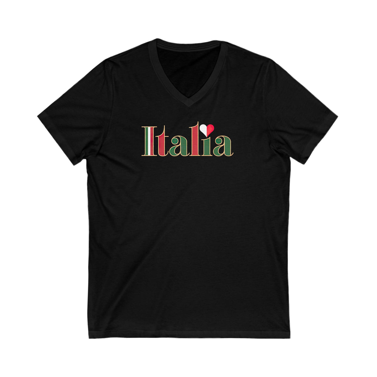 Italia Italy Flag Shirt | I Love Italy Travel Lover Gift | Cute Italian Flag Shirt | Unisex Jersey V-neck T-shirt