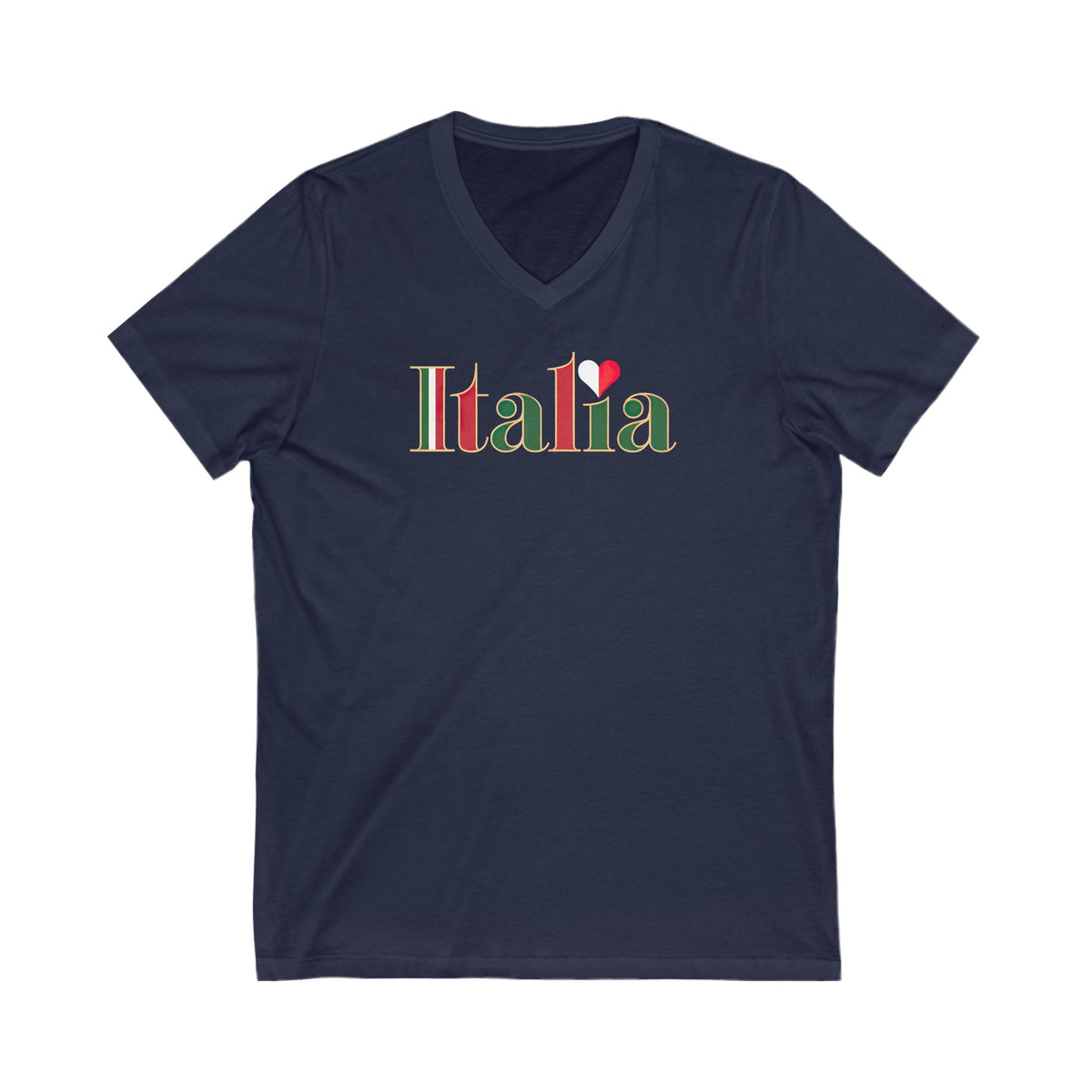 Italia Italy Flag Shirt | I Love Italy Travel Lover Gift | Cute Italian Flag Shirt | Unisex Jersey V-neck T-shirt