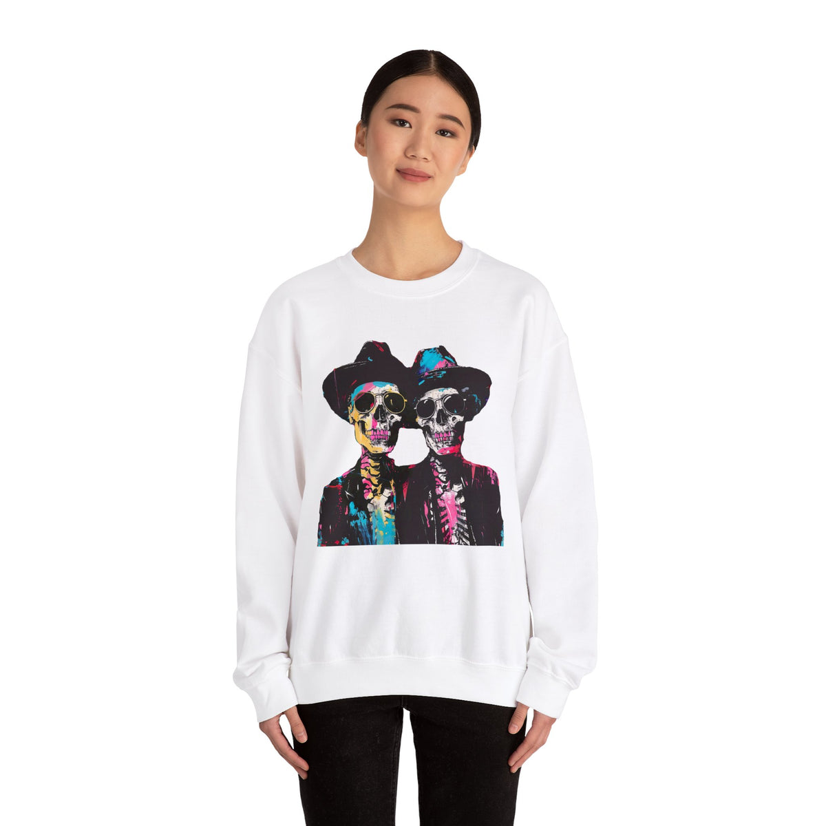 Neon Urban Art Halloween Skeleton Shirt | Expressionist Art Shirt | Unisex Crewneck Sweatshirt