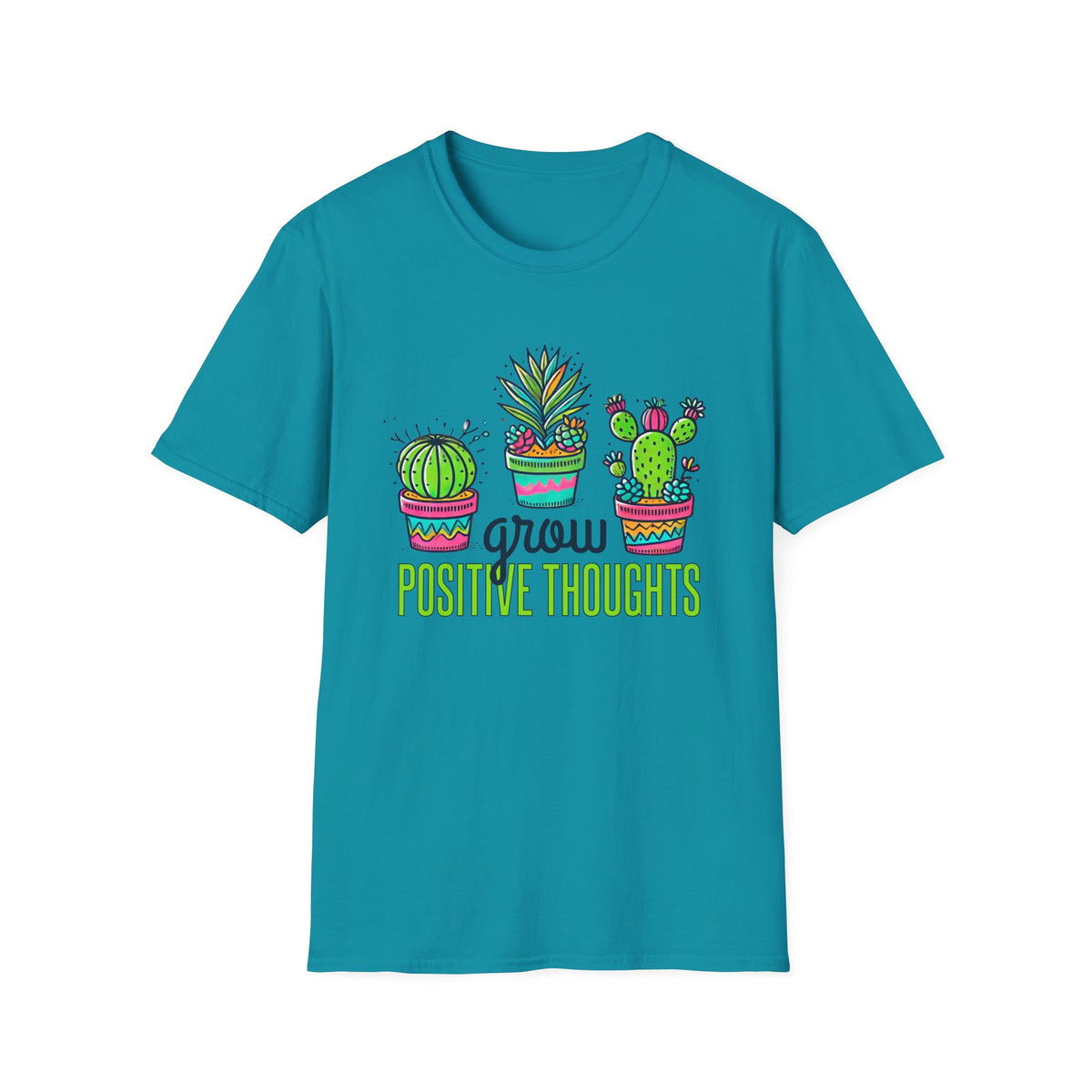 Grow Positive Thoughts Cactus Shirt | Positive School Counselor Shirt | Mindfulness Gift | Mental Health Shirt |  Unisex Soft Style T-Shirt