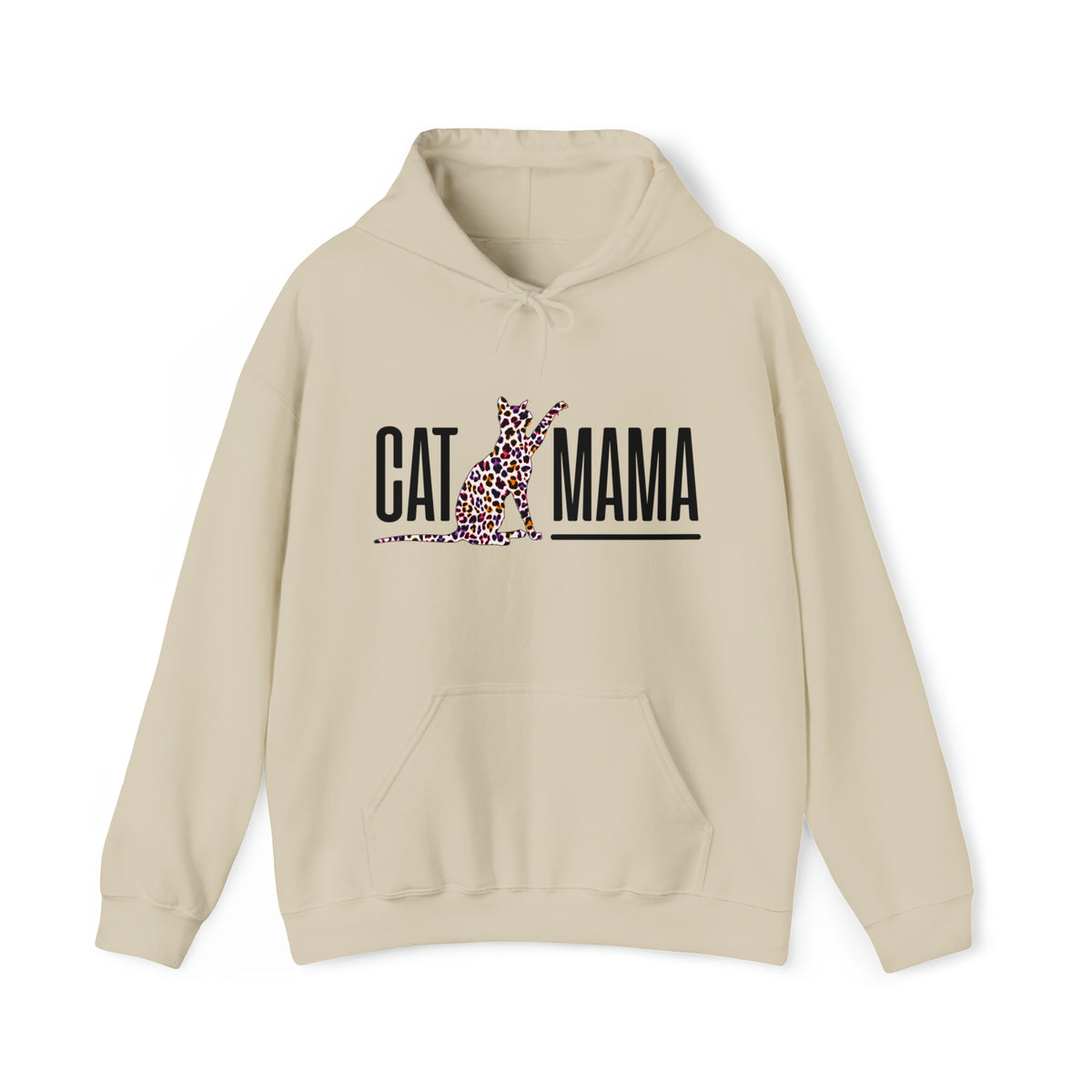 Cat Mama Leopard Print Mother's Day Shirt | Unisex Hooded Sweatshirt
