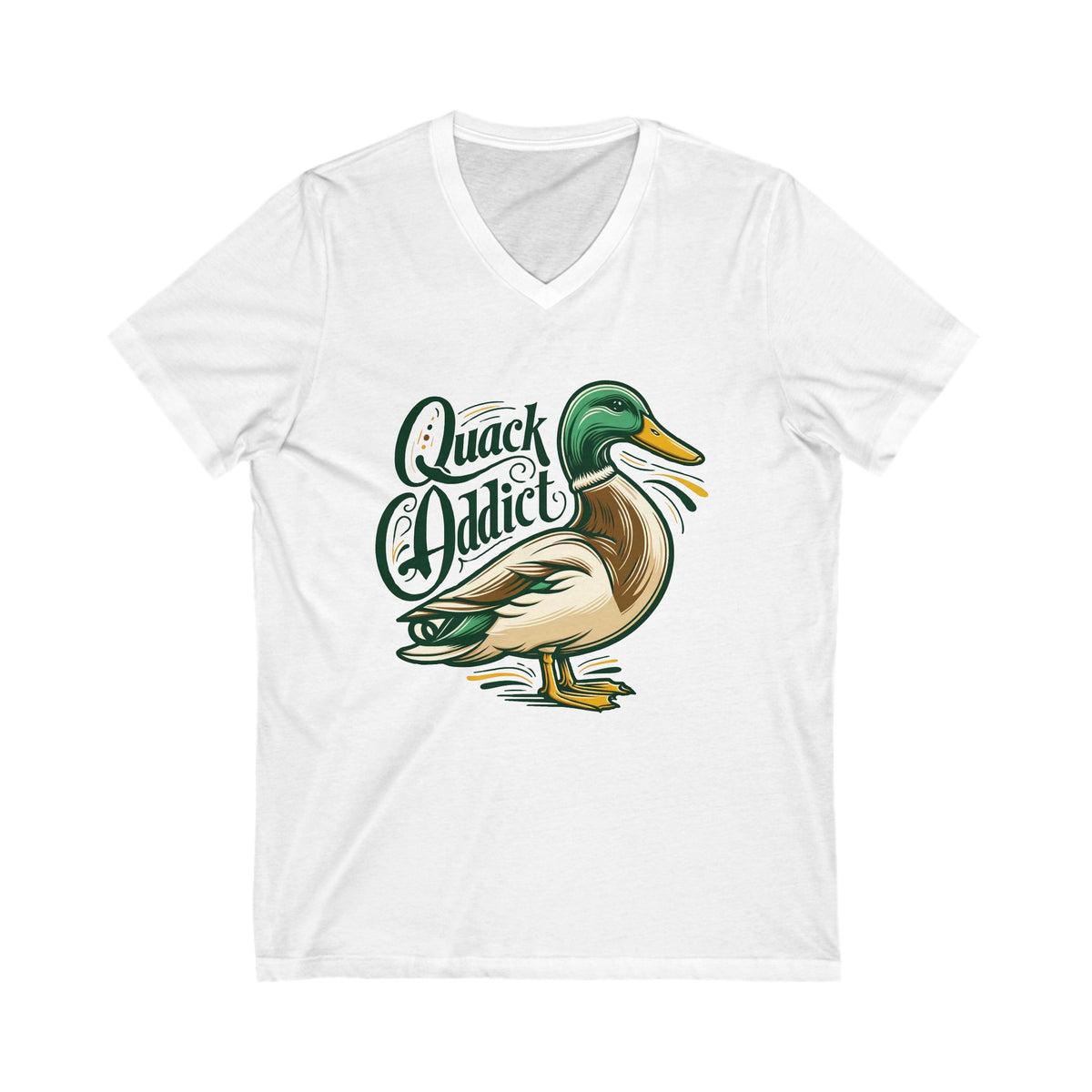 Quack Addict Funny Mallard Duck Shirt | Bird lover Shirt | Nature Lover Gift | Unisex Jersey V-neck T-shirt