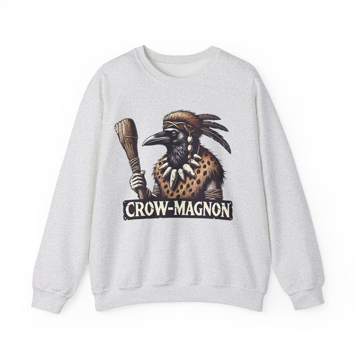 Crow-magnon Funny  Caveman Crow Meme Shirt | Funny Corvid Bird Shirt | Crow Art Bird Lover Gift |  | Unisex Crewneck Sweatshirt