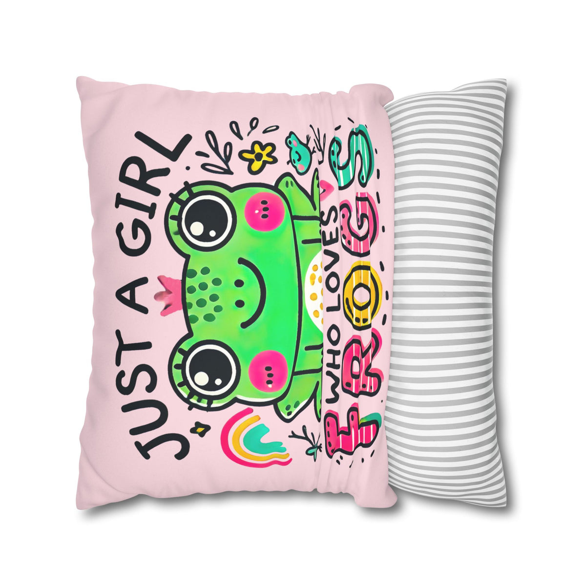 Just A Girl Who Loves Frogs Cute Frog Pillowcase | Kawaii Frog Gift For Her | Nature Lover Gift | Faux Suede Square Pillowcase