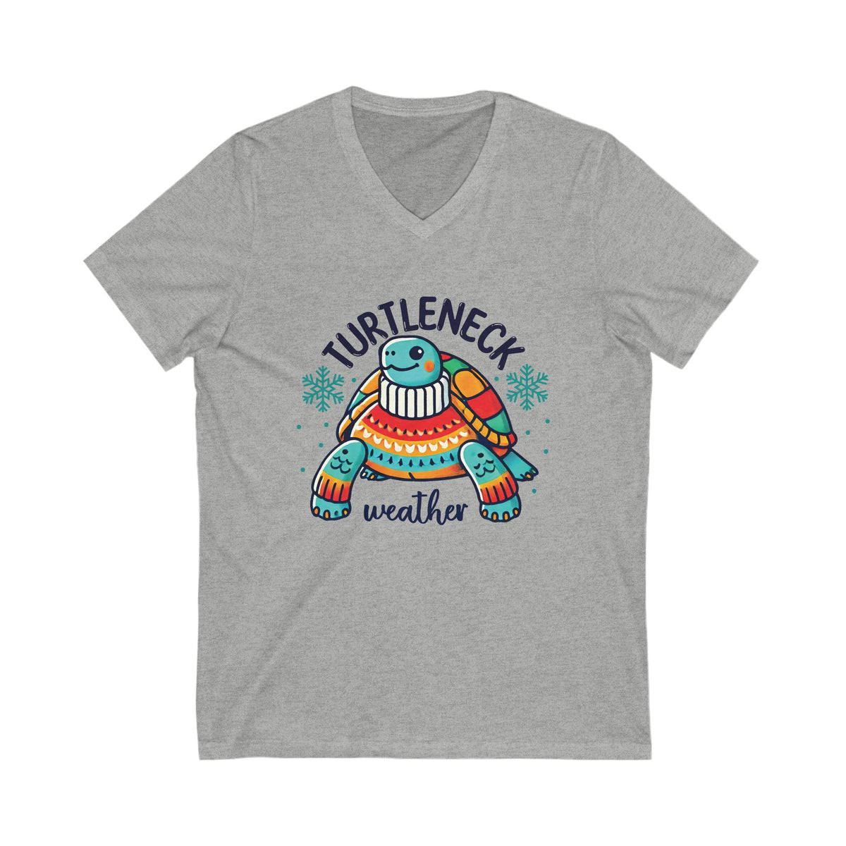 Turtleneck Weather Cute Turtle Shirt | Winter Shirt | Turtle Lover Gift | Unisex Jersey V-Neck T-shirt