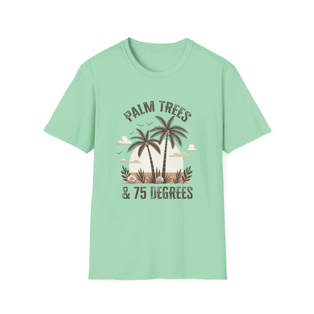 Palm Trees 75 Degrees California Beach Shirt | Beach Bum Shirt | Beach Lover Gift | Unisex Soft Style T-Shirt