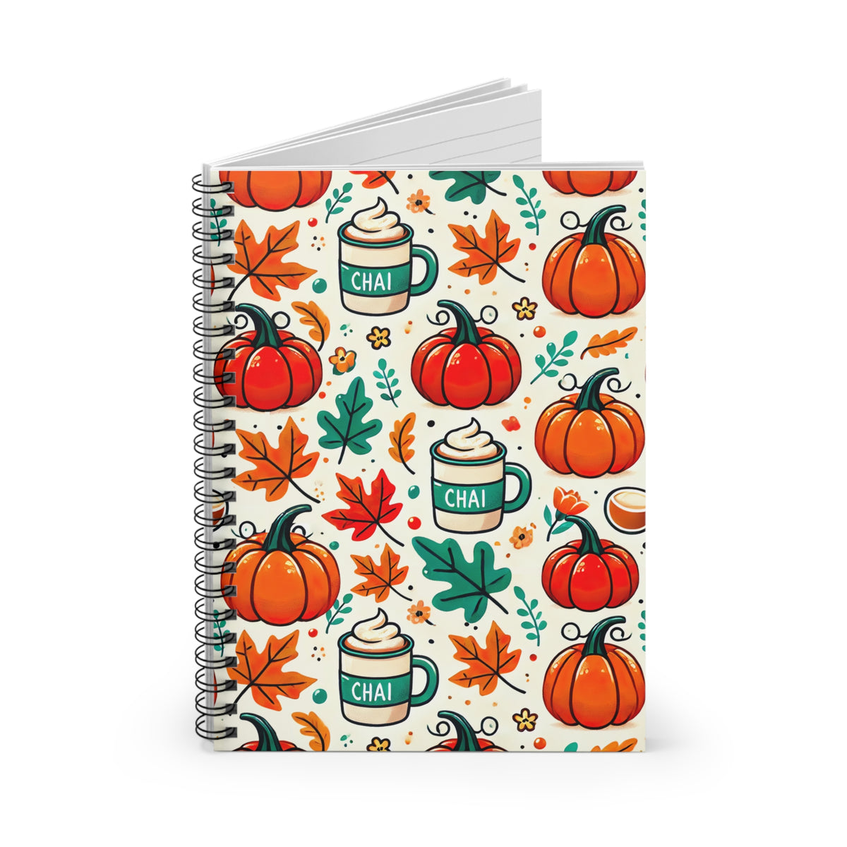 Pumpkin Fall Chai Tea Notebook Journal | Fall Gift For Her | Spiral Notebook - Ruled Line