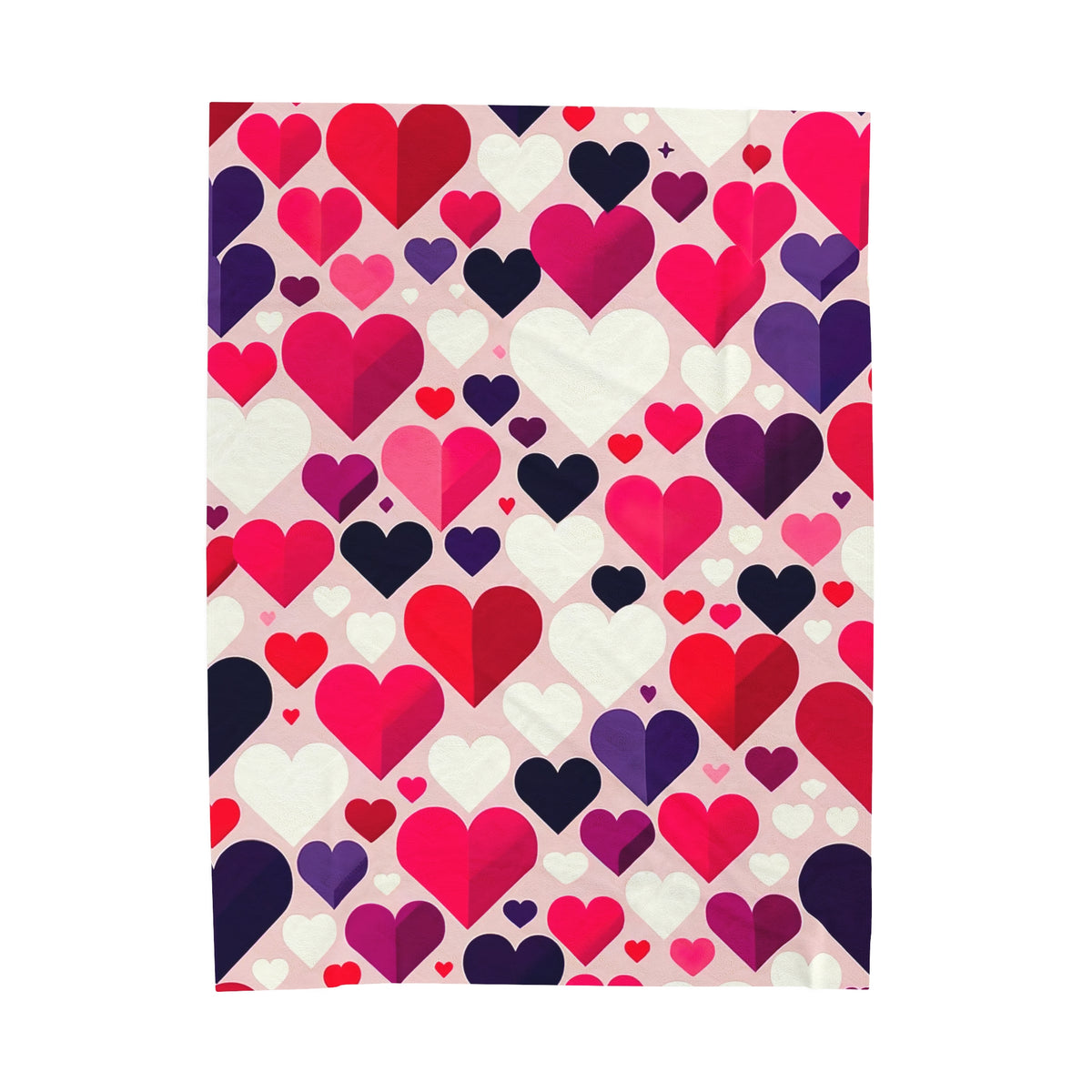 Cute Valentine Soft Throw Blanket | Valentine Hearts Velveteen Plush Blanket | Valentine Gift for Her | Velveteen Blanket