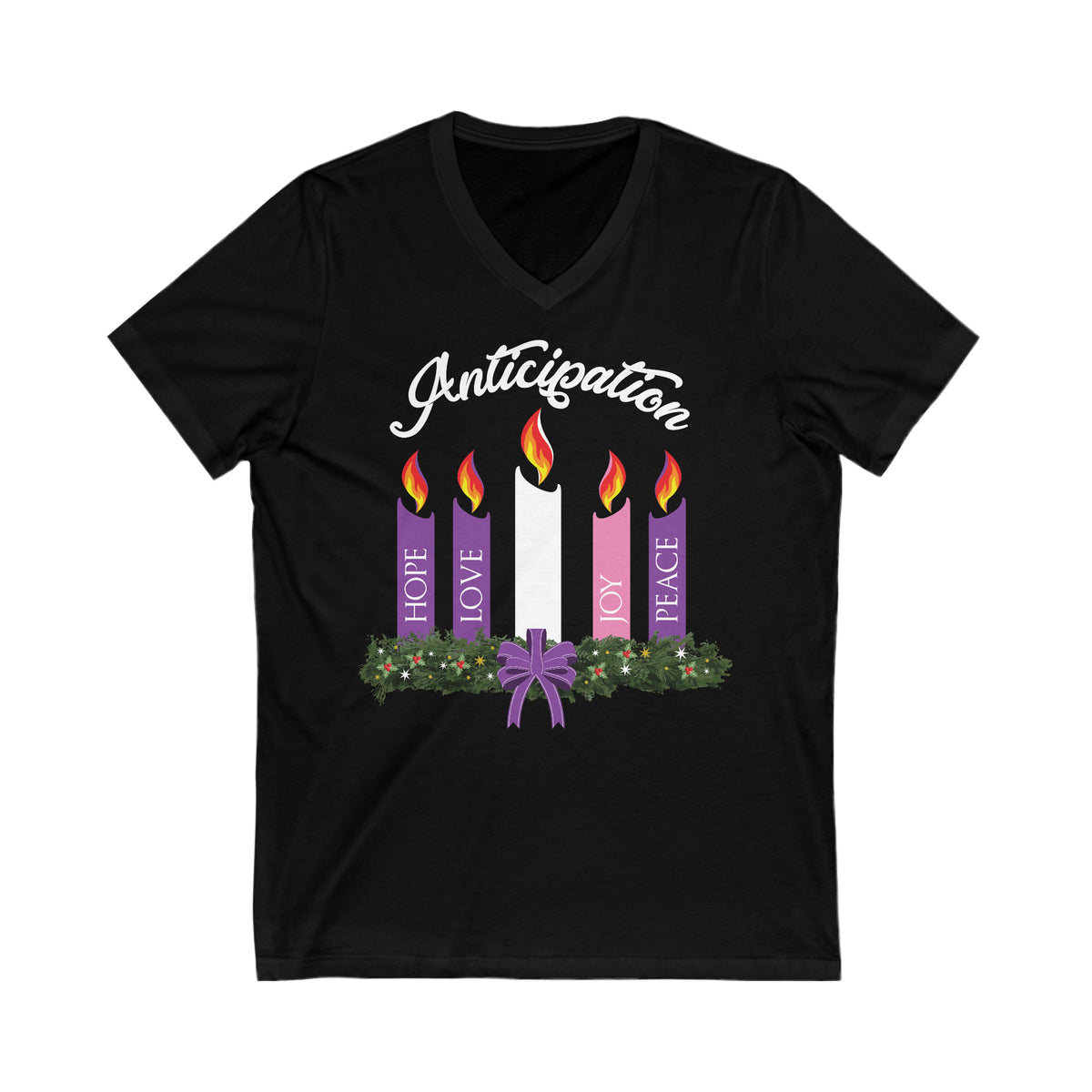 Advent Wreath Candles Christian Shirts | Advent Christmas Gifts  | Unisex Jersey V-neck T-shirt