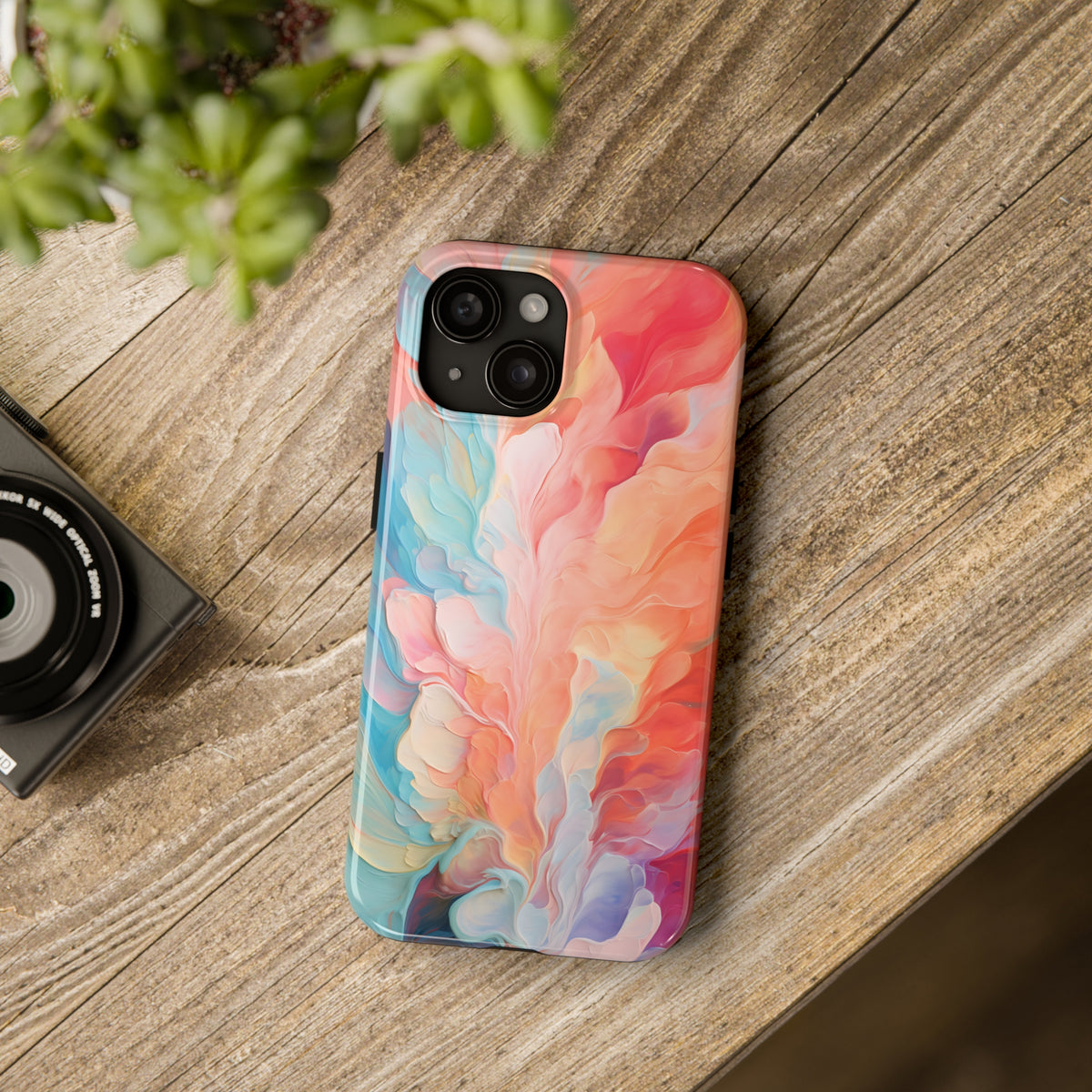 Pastel Summer Abstract Art iPhone 15 Case | iPhone 11 12 13 14 15 | Paint Brushstrokes Effect | Tough Phone Case