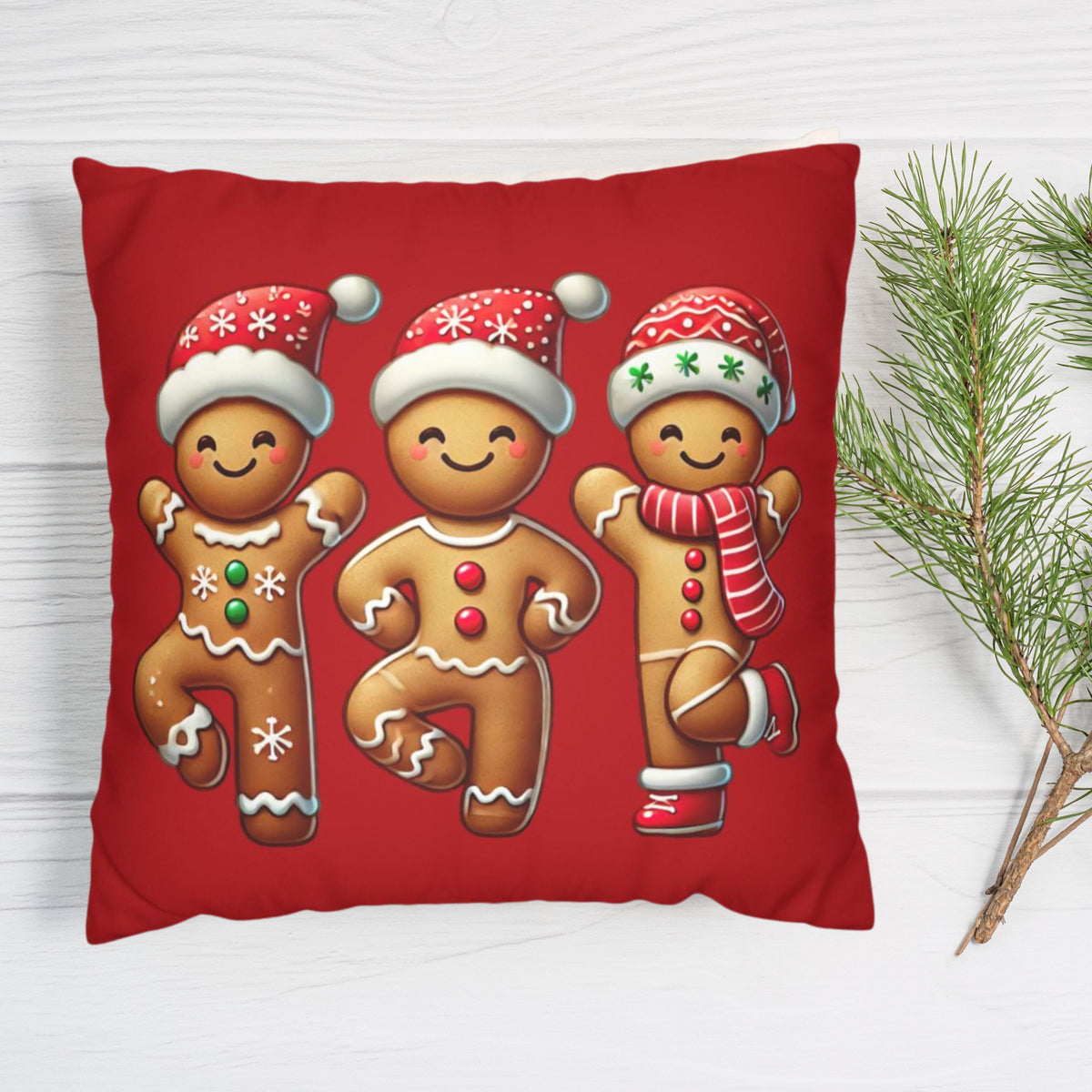 Dancing Gingerbread Cookies Christmas Pillowcase