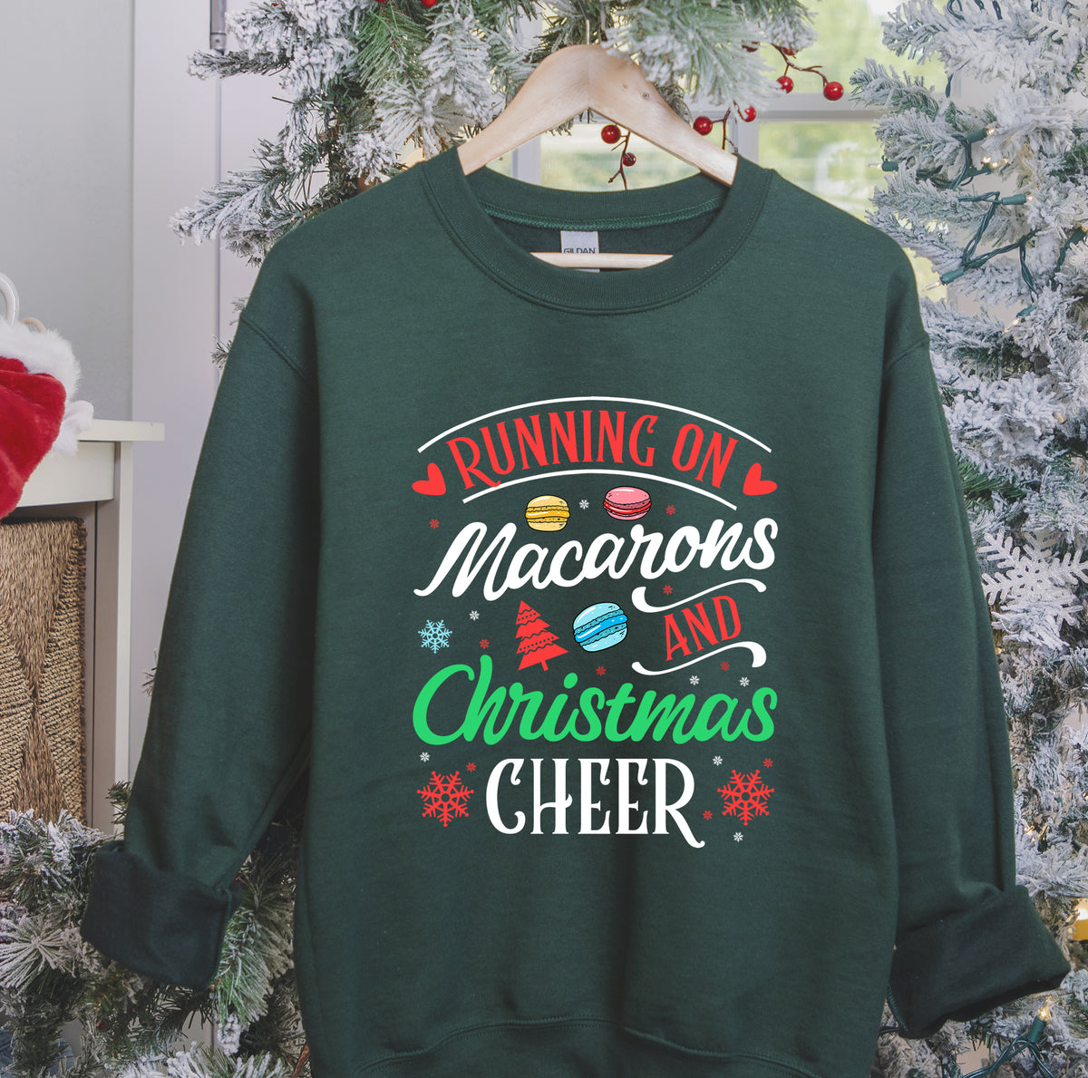 Macarons & Christmas Cheer Baking Shirt | | Forest Green Sweatshirt