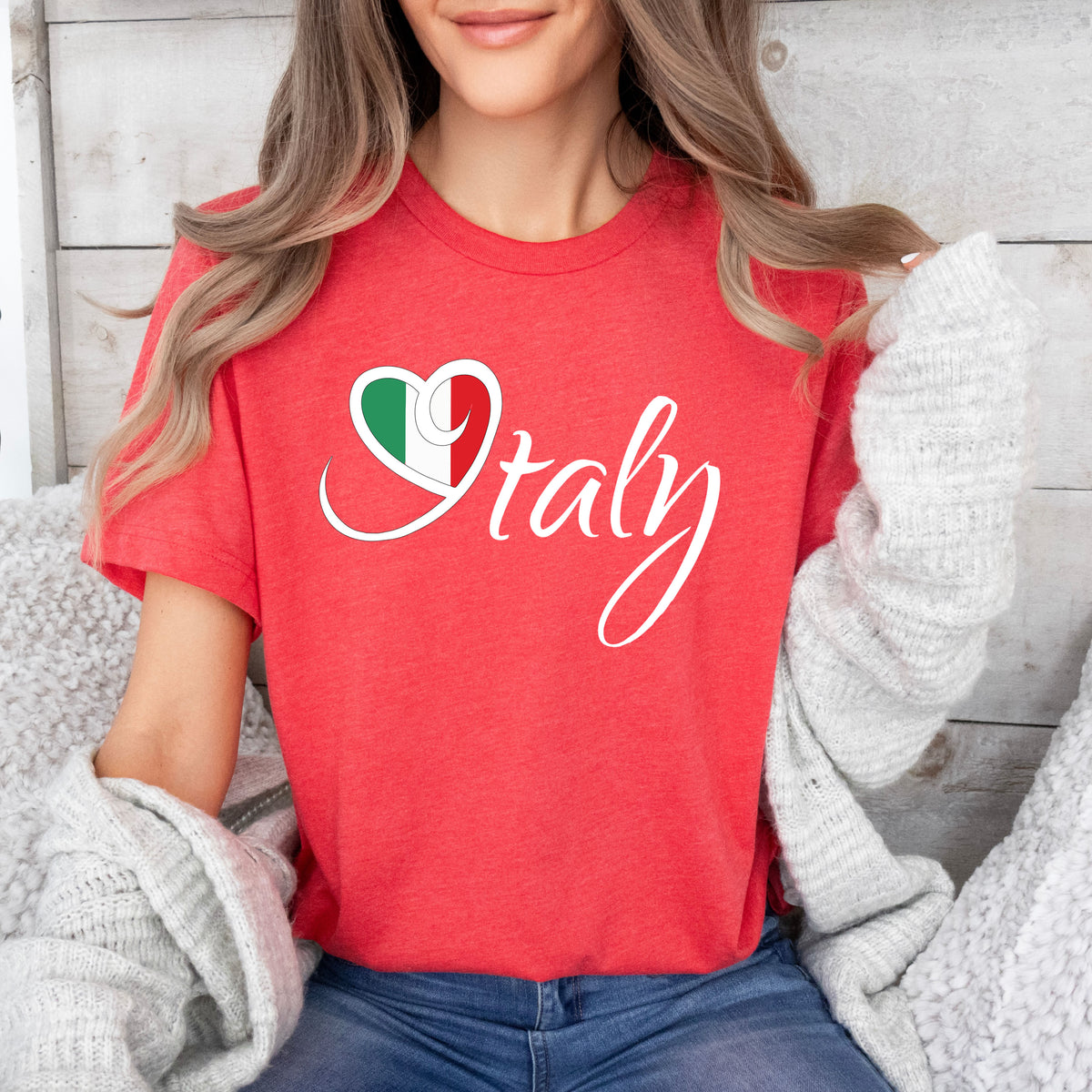 I Love Italy Travel Lover Wanderlust Shirt | Heather Red Unisex Jersey T-shirt