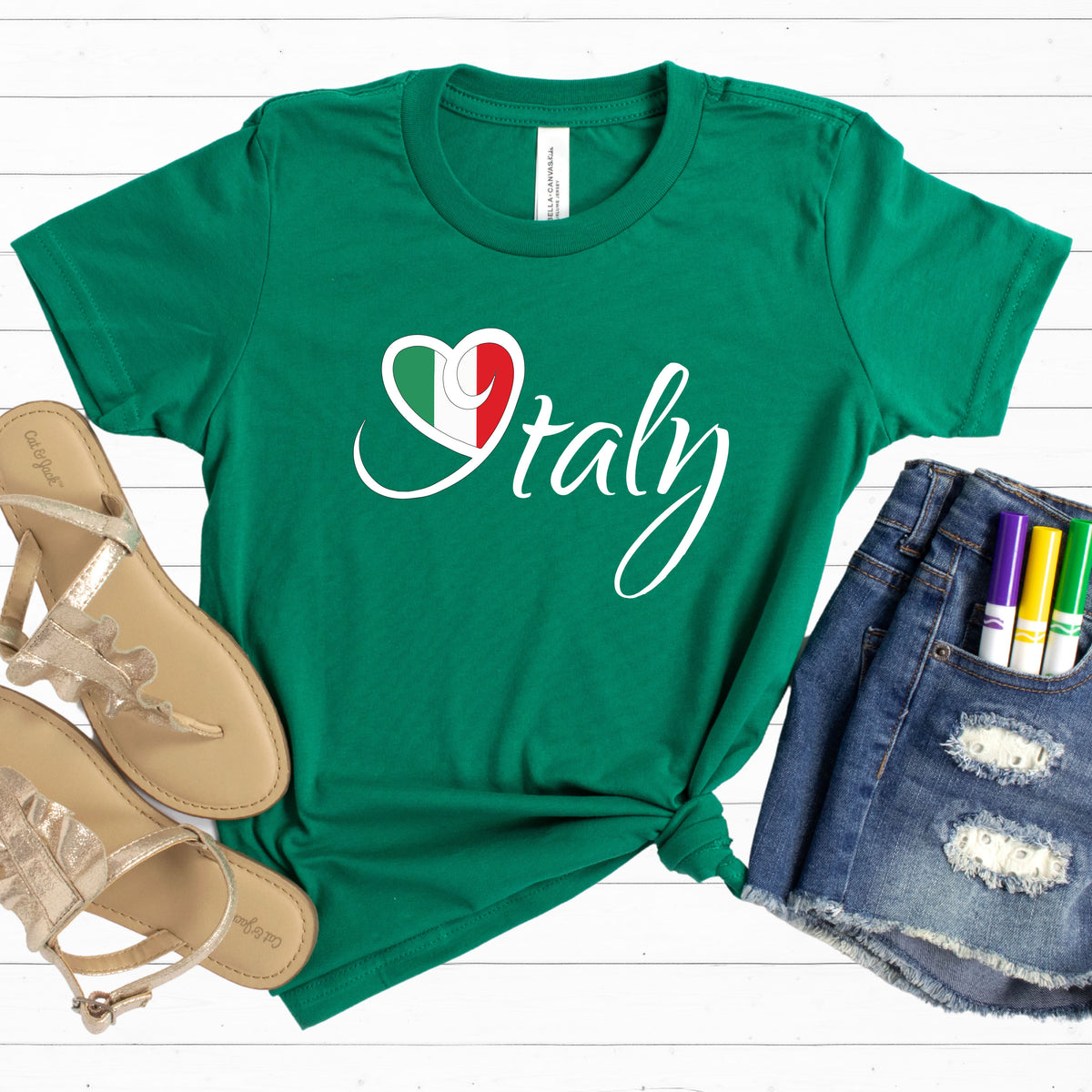 I Love Italy Travel Lover Wanderlust Shirt  | Kelly Green Youth T-shirt