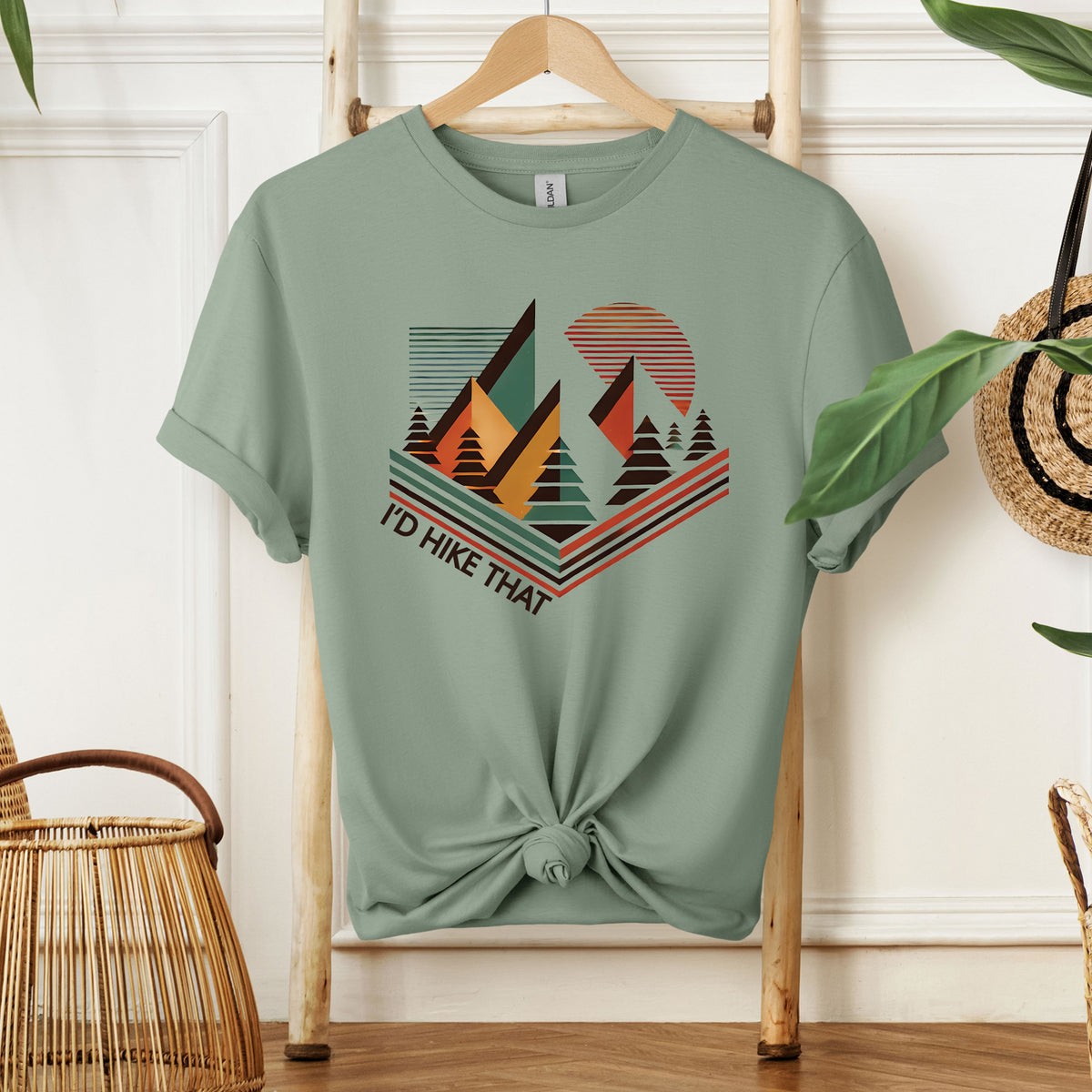 I'd Hike That Abstract Hiking Shirt | Geometric Abstract Adventure Shirt | Gift For Hiker | Unisex Soft Style T-Shirt