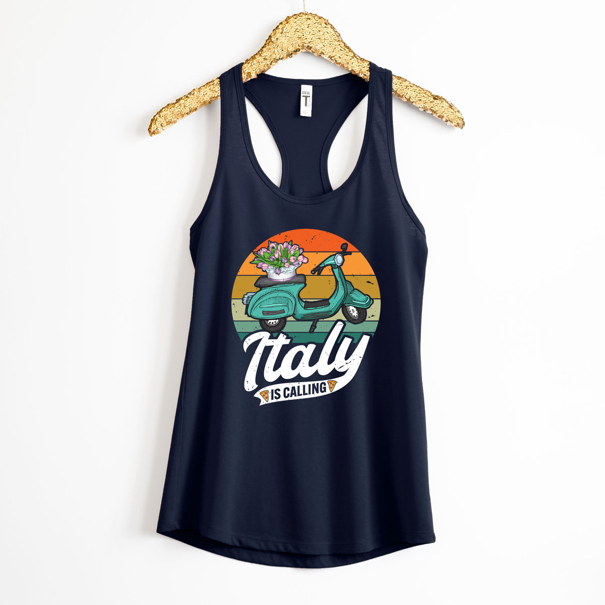 Italy Is Calling Italy Trip Vacation Shirt | Navy Racerback Tank Top