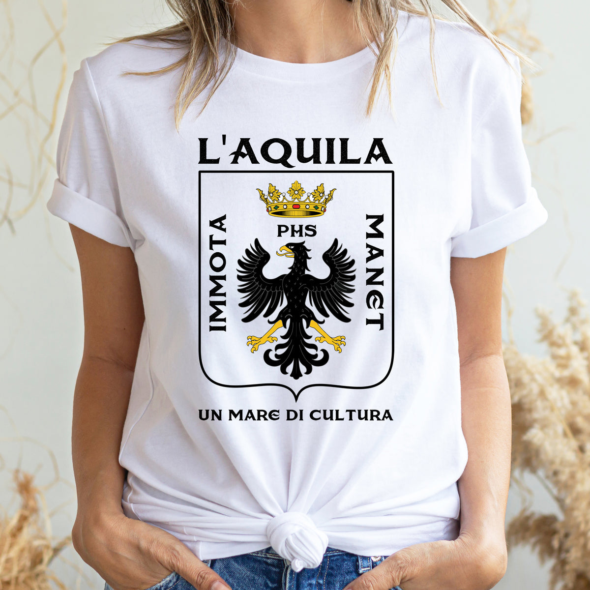 L'Aquila Italy Coat of Arms Shirt  | White Unisex Jersey T-shirt