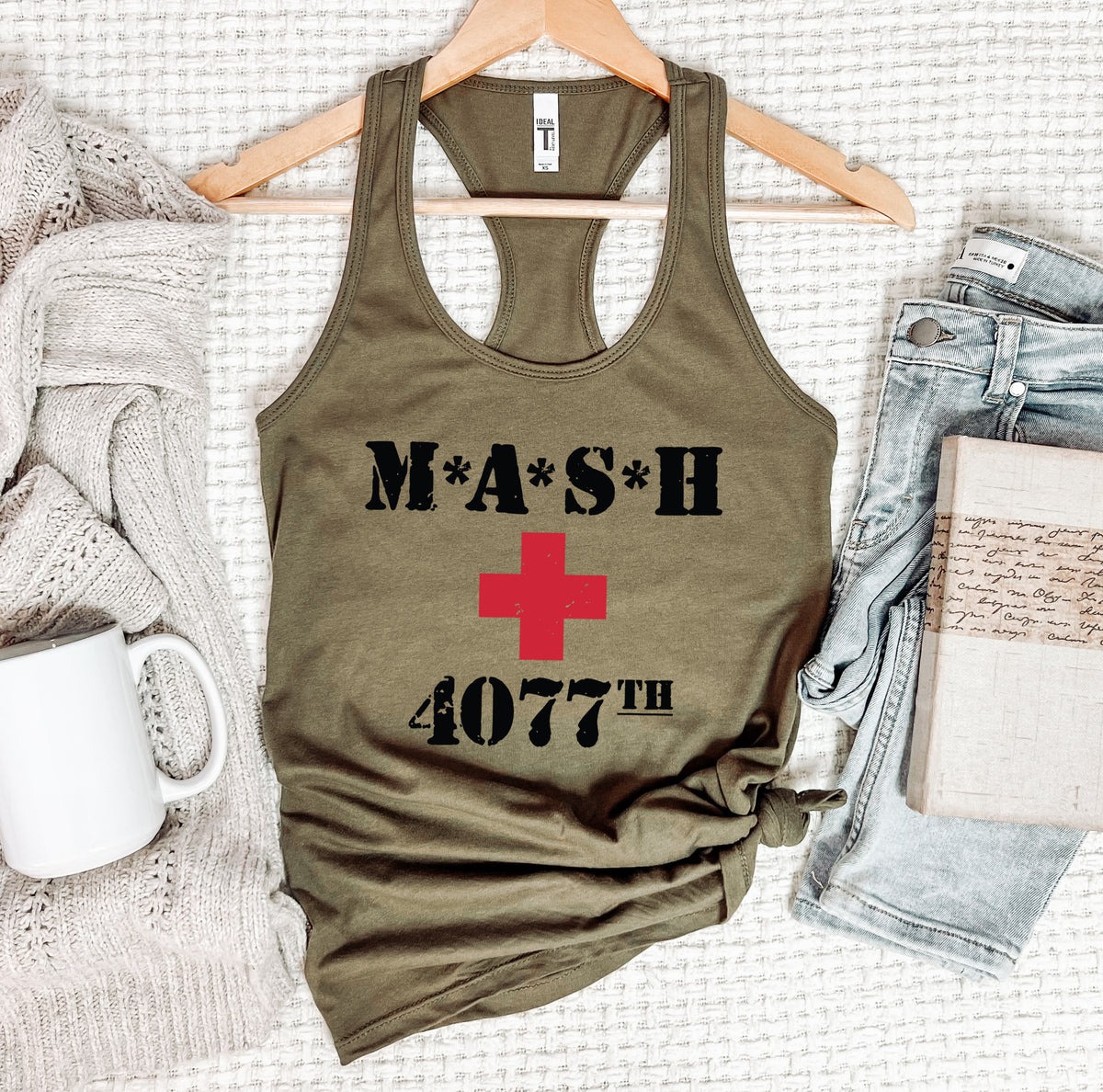 MASH 4077th Division TV Show Retro Shirt | Korean War Vintage T-shirt | Women's Slim-fit Racerback Tank Top