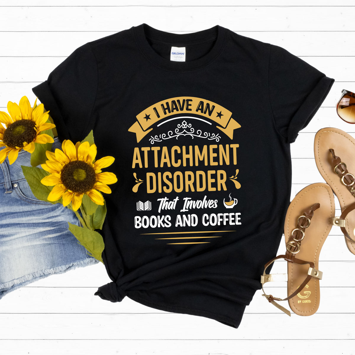Attachment Disorder Funny Book Lover Shirt  | Black Unisex Jersey T=shirt