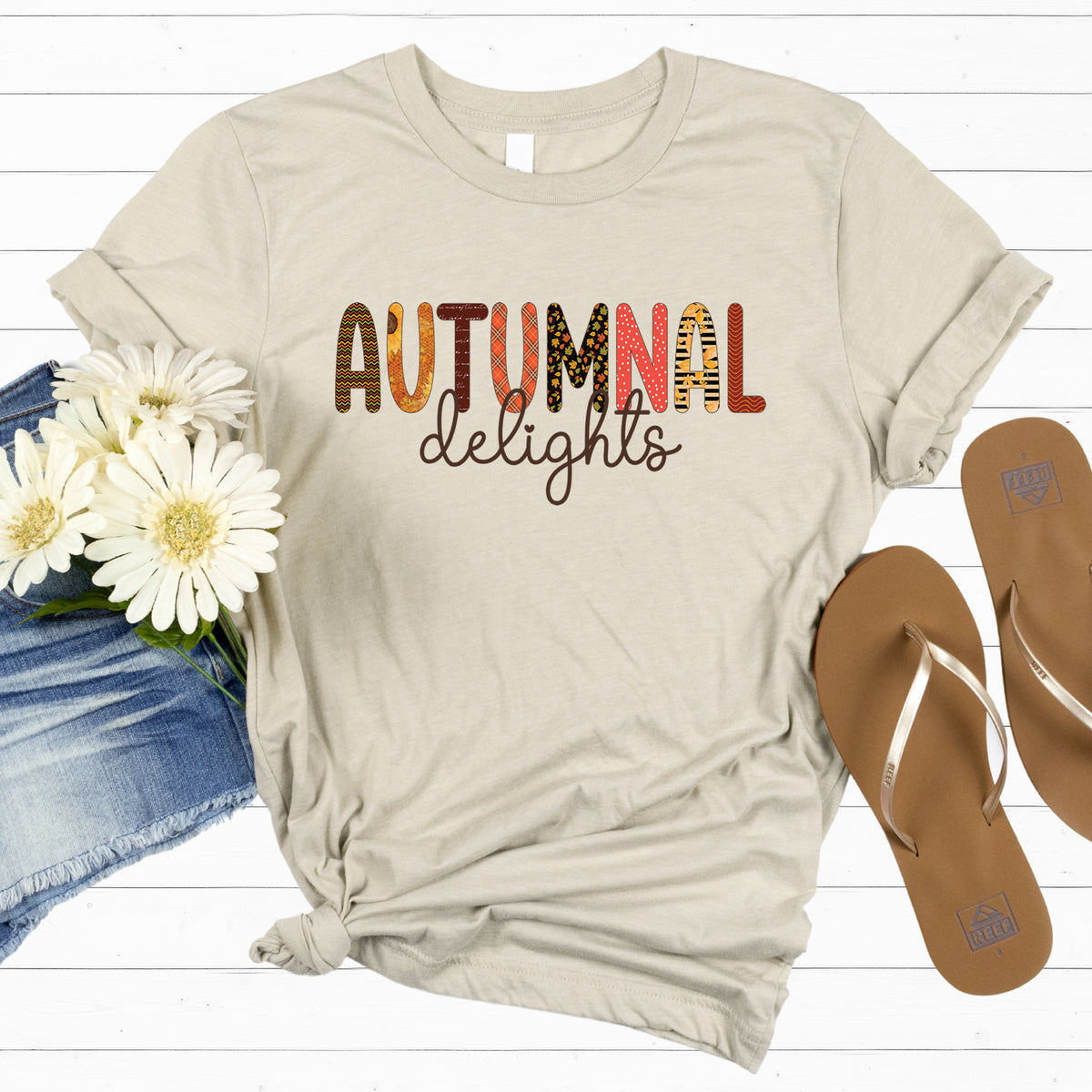 Autumnal Delights Fall Shirt | Natural Unisex Jersey T-shirt