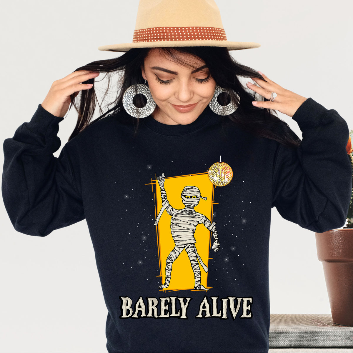 Barely Alive Disco Mummy Halloween Shirt  | Black Sweatshirt