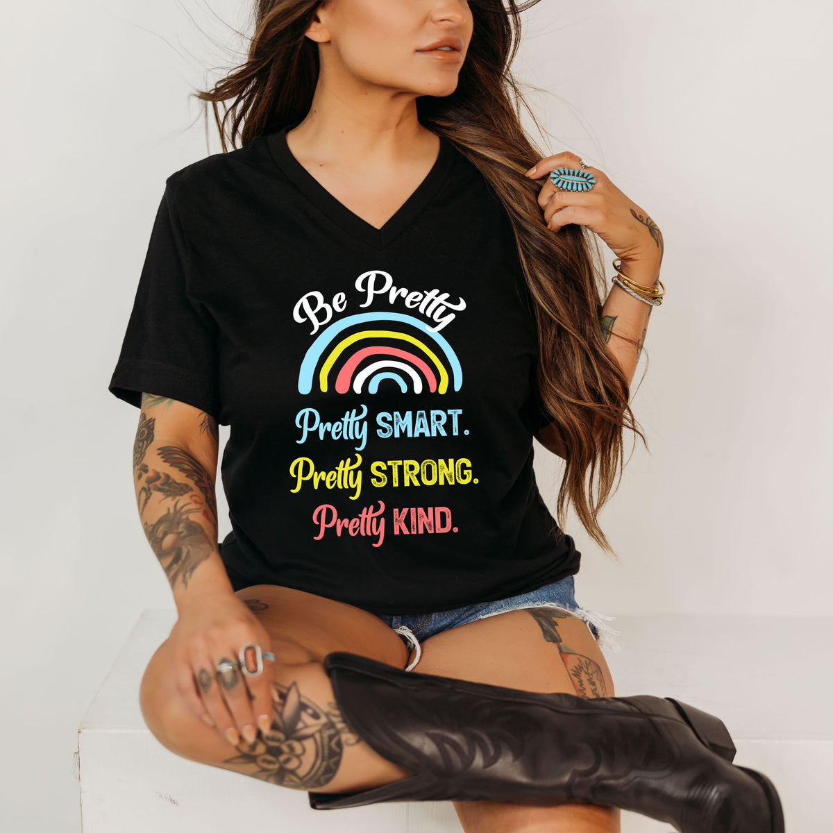 Be Pretty School Counselor Psychology Shirt  | Black Vneck Tshirt