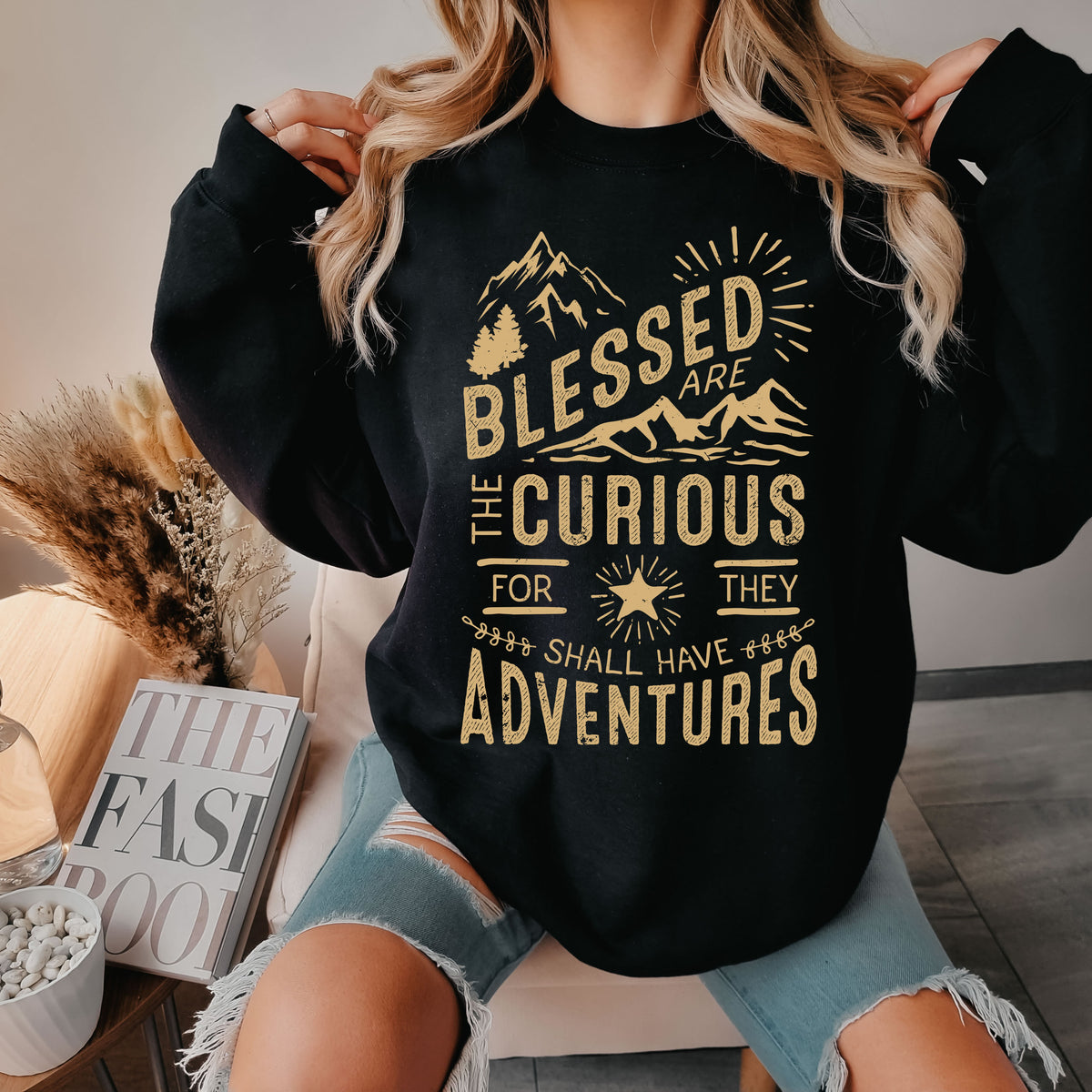 Blessed Curious LOTR Adventure Hiking Shirt | Black Sweatshirt