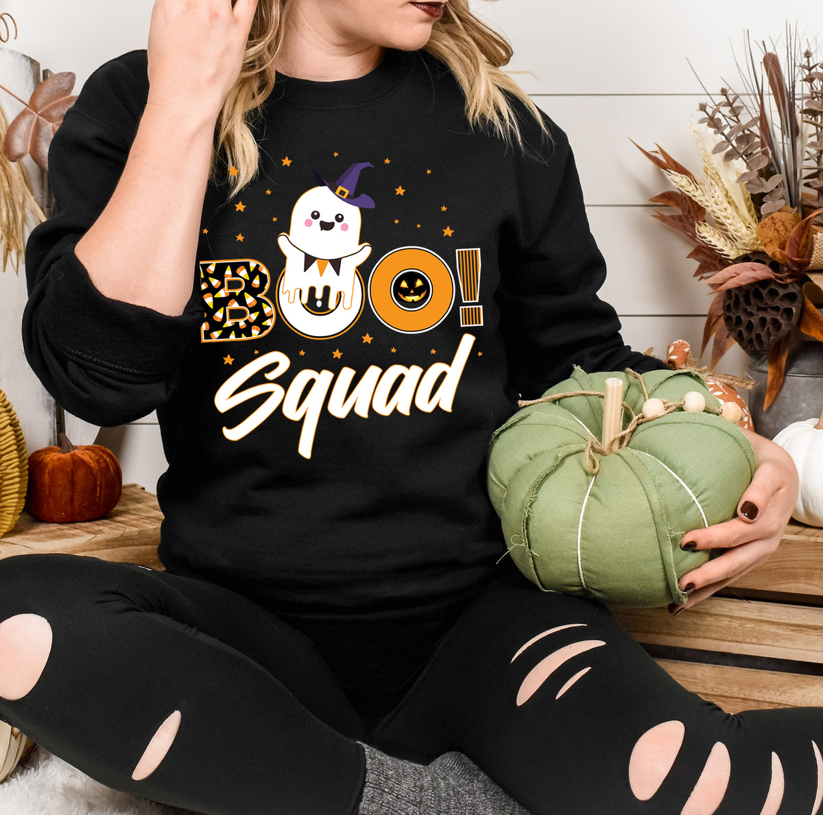 Boo Squad Halloween Ghost Shirt  | Black Sweatshirt