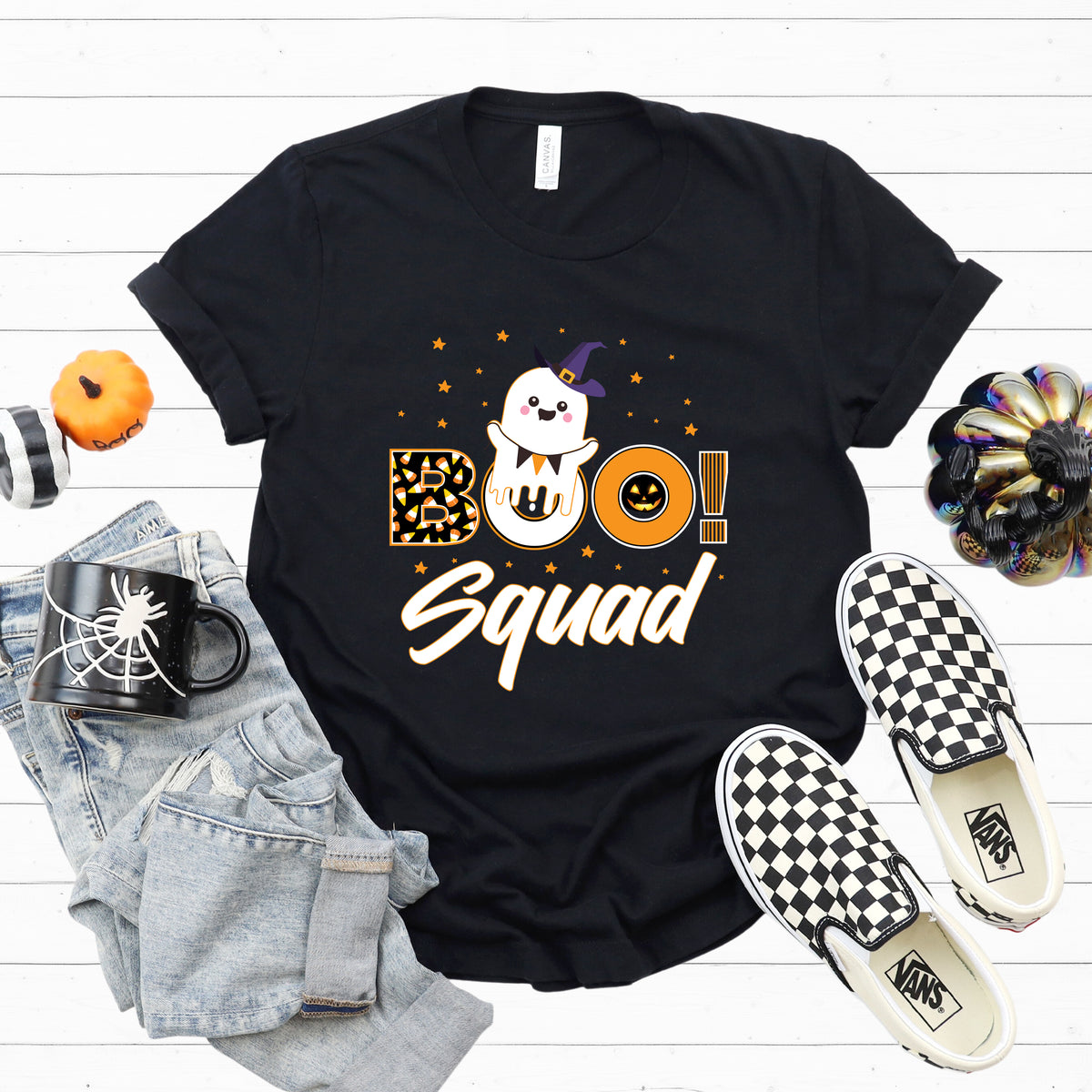 Boo Squad Halloween Ghost Shirt | Black Unisex Jersey T-shirt
