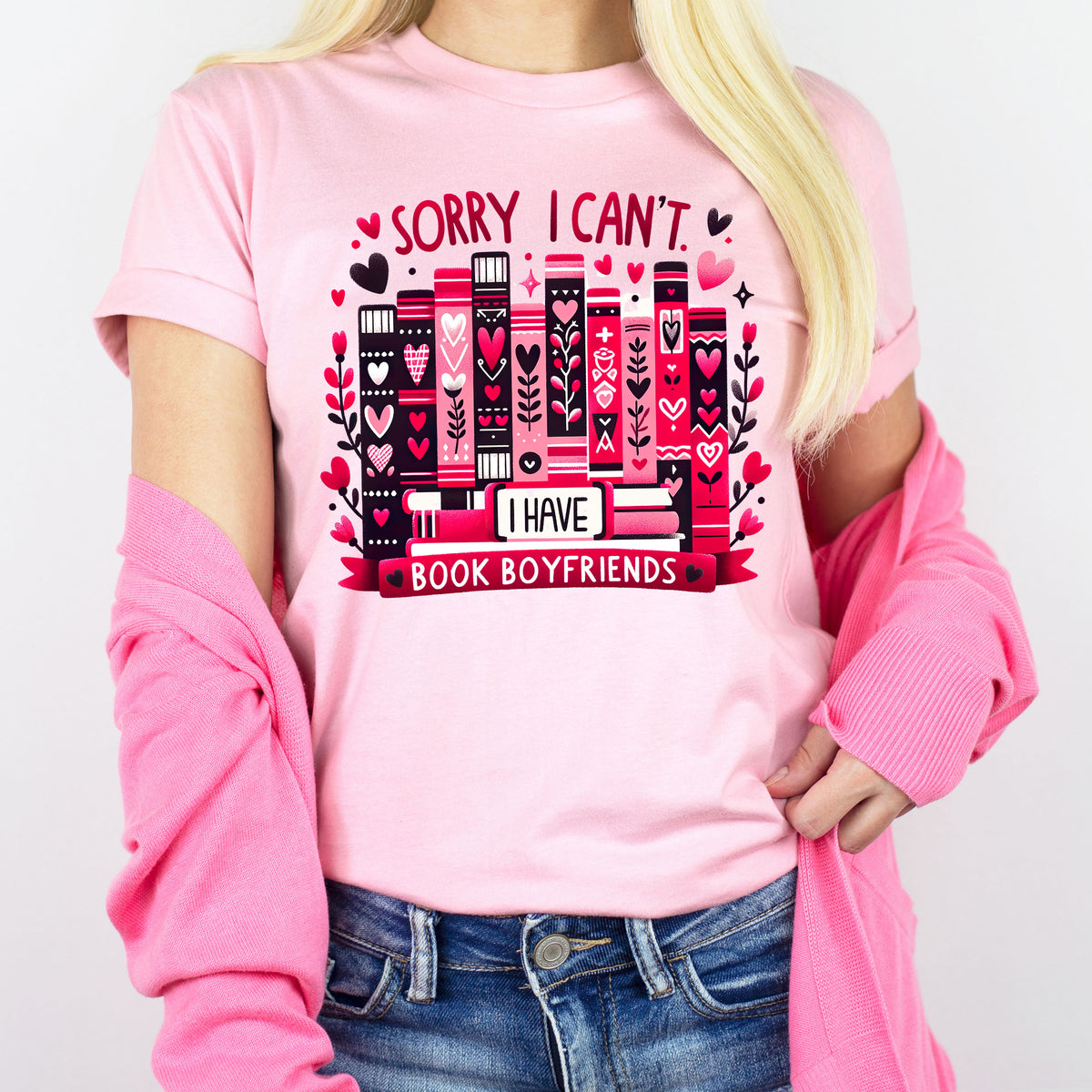 Book Boyfriend Valentines Day Shirt  | Pink Unisex Jersey T-shirt
