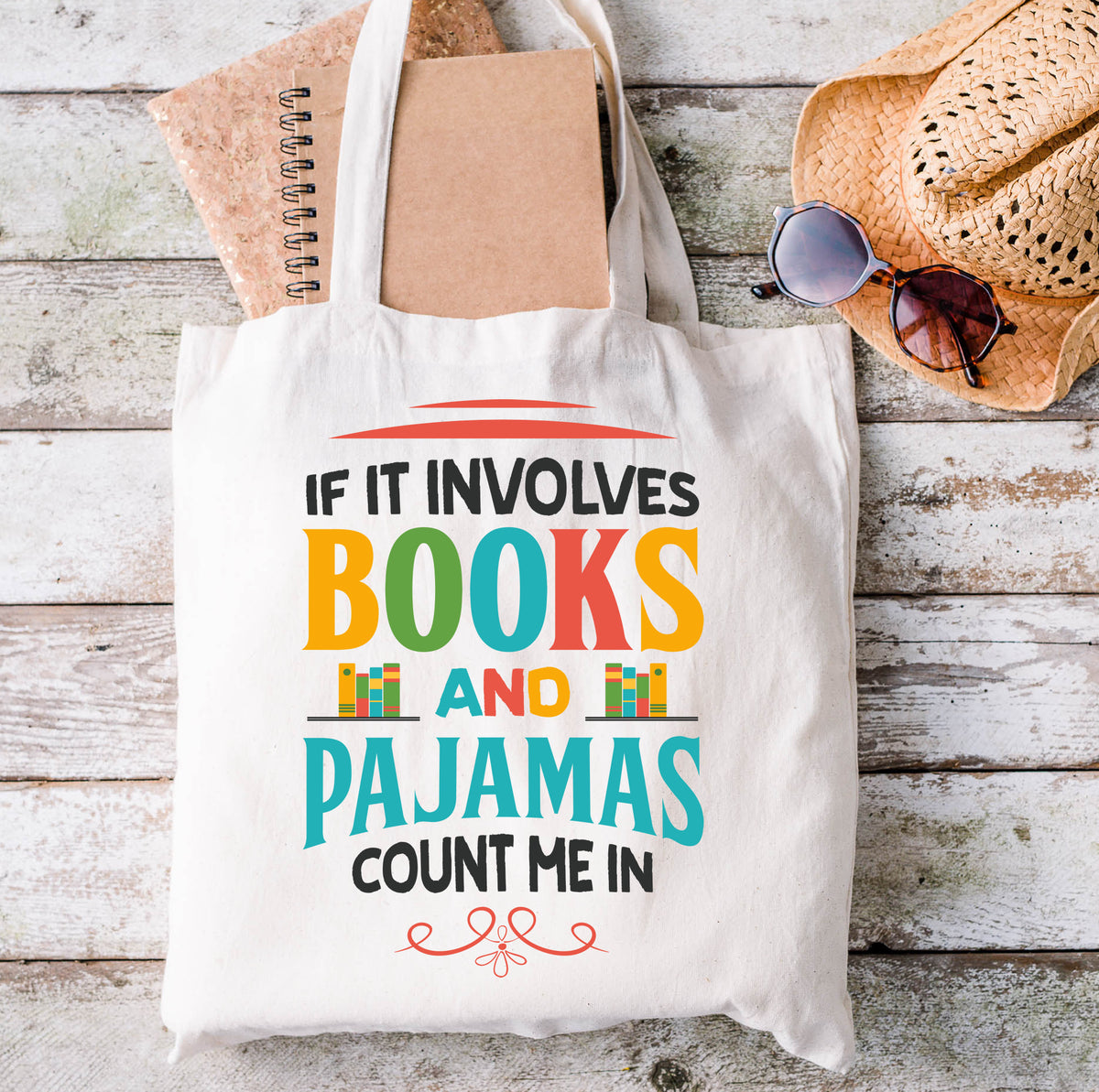 Books and Pajamas Bookworm Tote Bag  