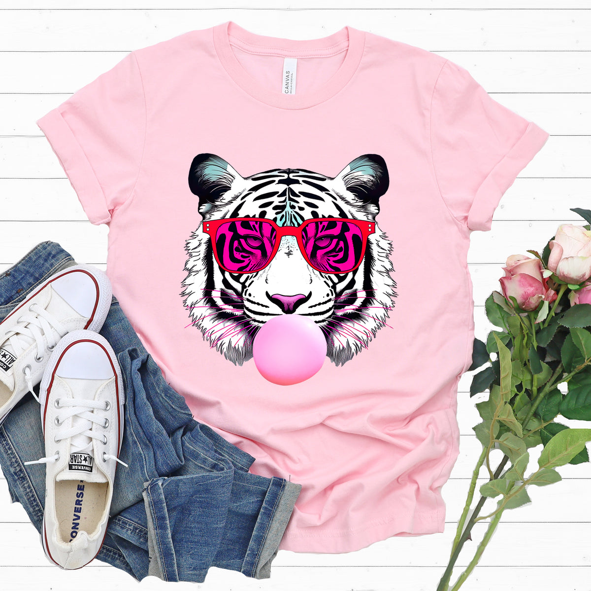 Bubblegum Pink Tiger Shirt | Tiger Face Shirt | Pop Art Shirt | Gift for Animal Lover Summer Shirt | Unisex Jersey T-shirt