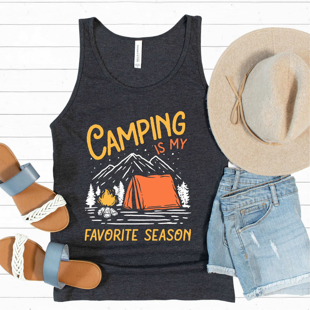 Camping Season Outdoor Adventure Shirt | Dark Grey Unisex Tank Top