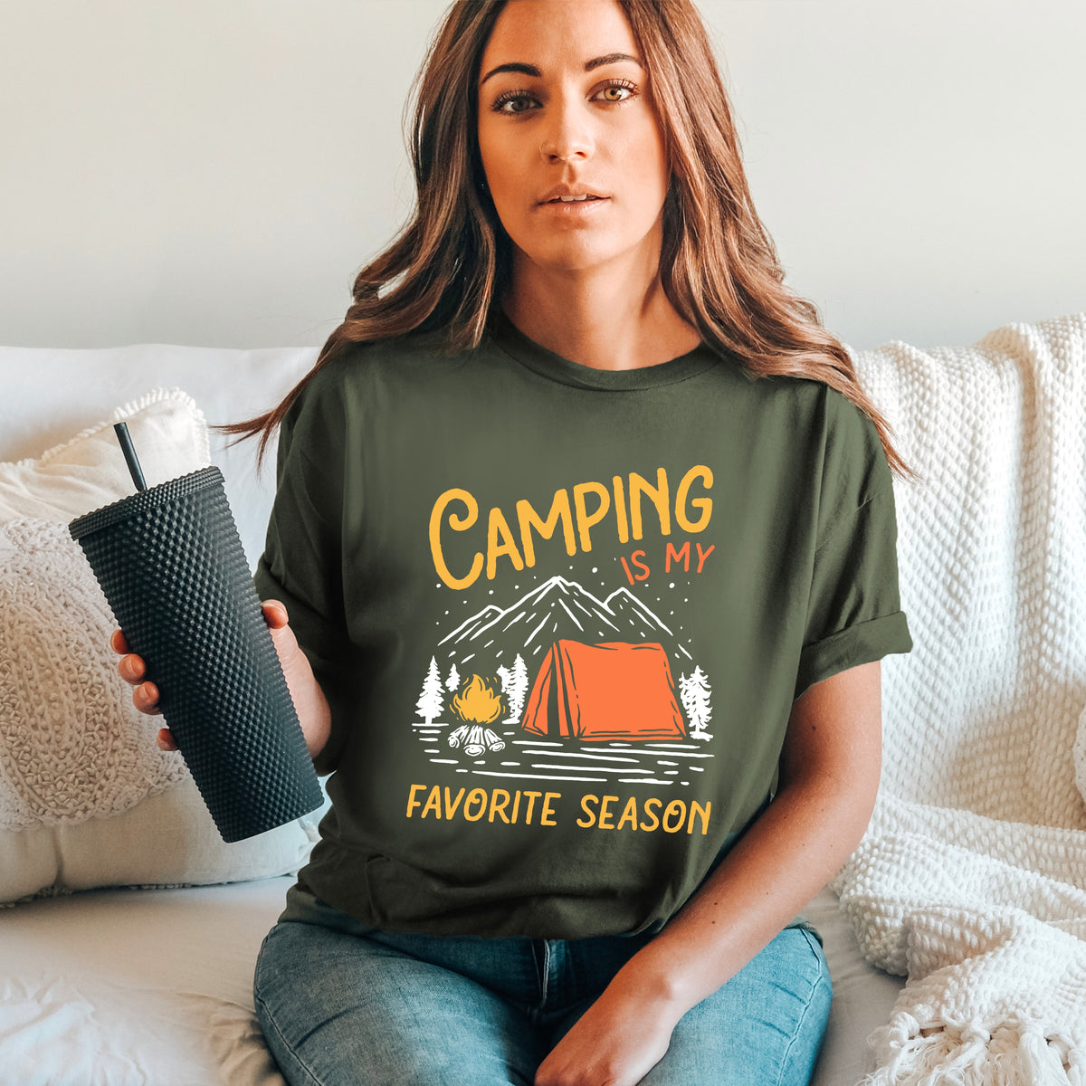 Camping Season Outdoor Adventure Shirt  | Military Green Tshirt