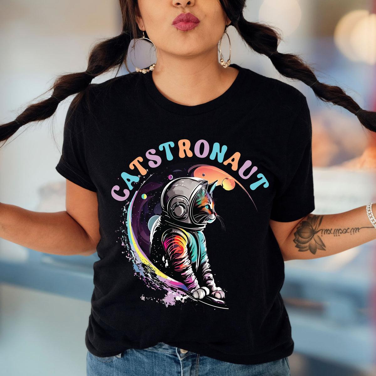 Catstronaut Funny Cat Shirt |Astronaut Shirt | Black T-shirt
