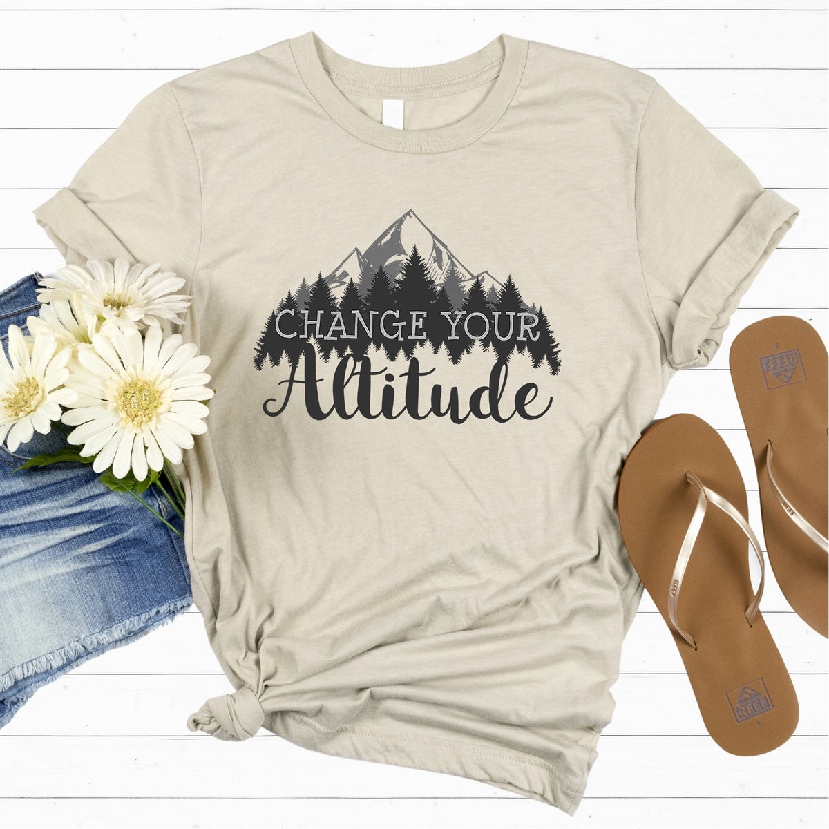 Change Your Altitude Hiking Adventure Shirt  | Natural Unisex Jersey Tshirt