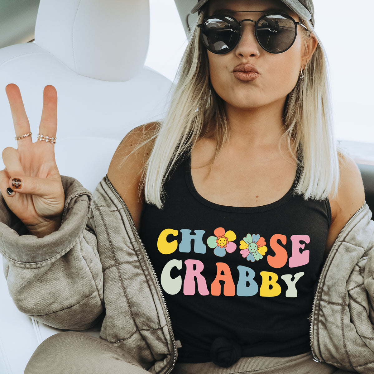 Choose Crabby Shirt | Funny Antisocial Shirt  | Black Racerback Tank Top