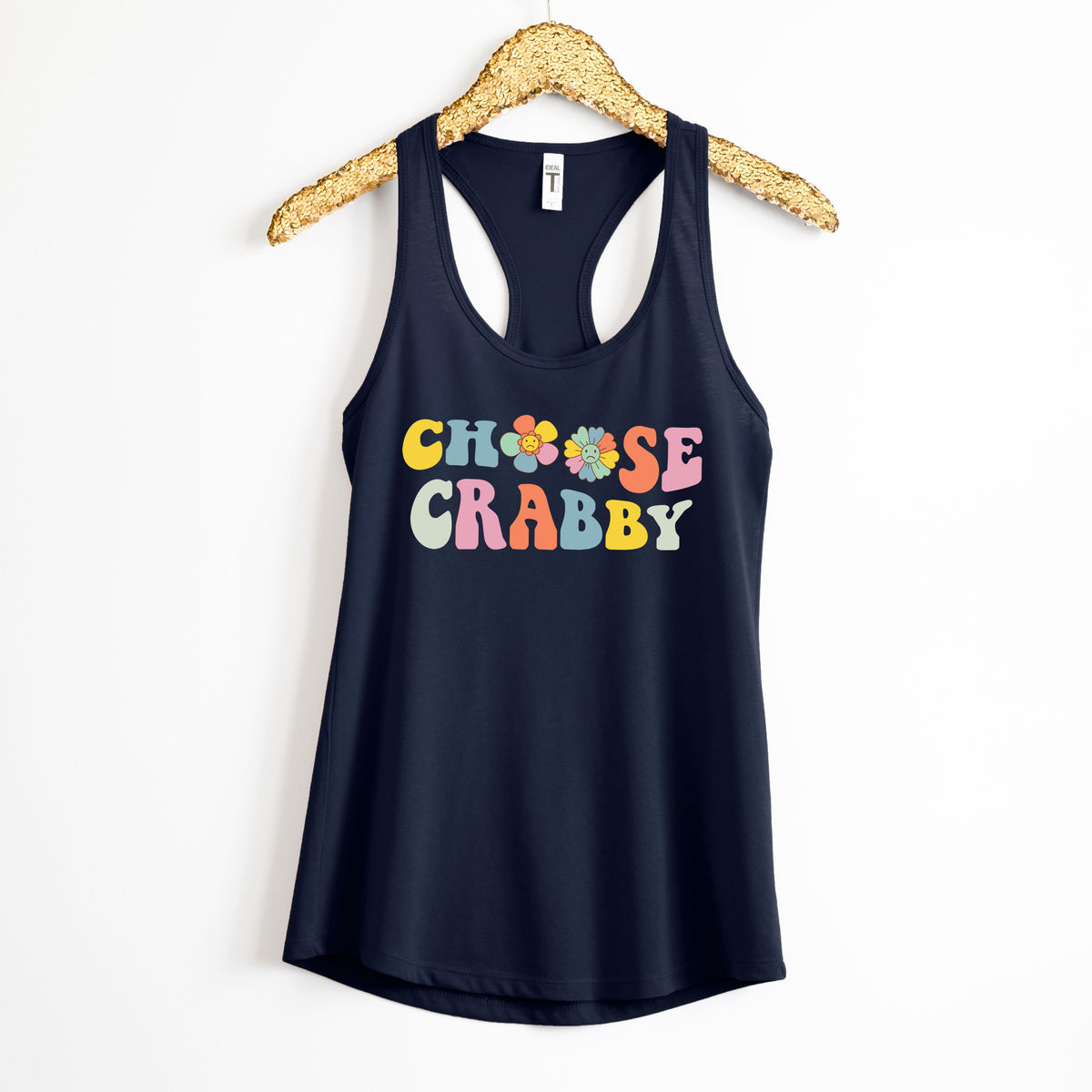 Choose Crabby Shirt | Funny Antisocial Shirt | Navy Blue Racerback Tank Top