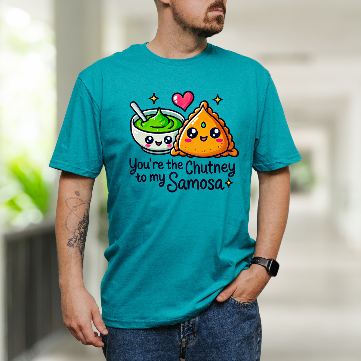 Chutney Samosas Funny Indian Food Shirt  | Jade Unisex Jersey T-shirt