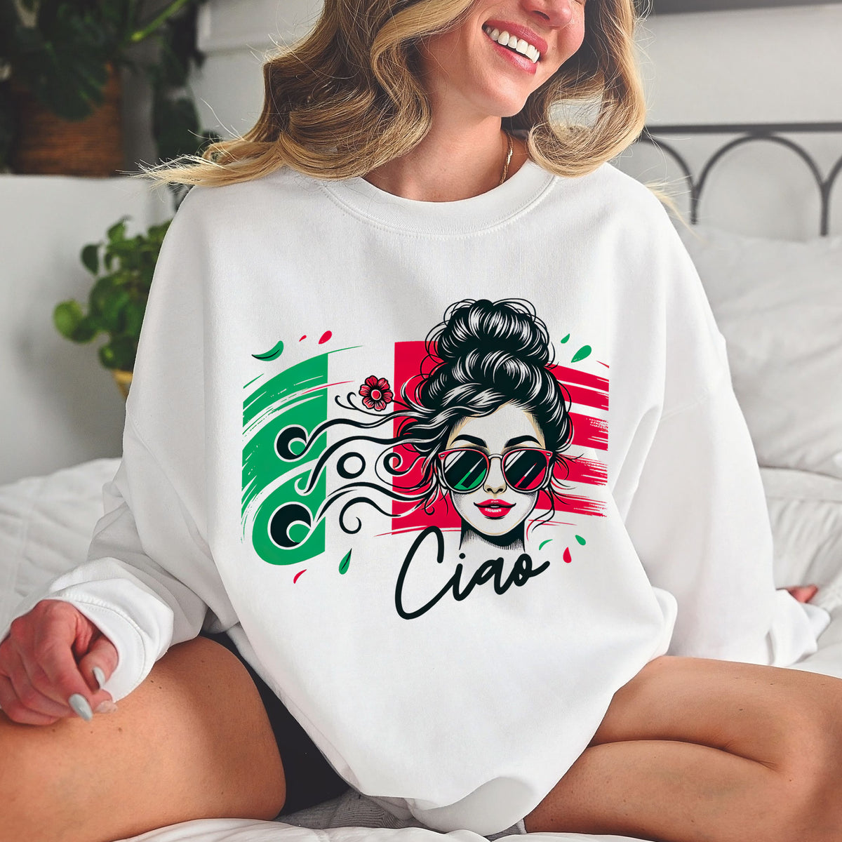 Ciao Italian Girl Cute Italy Trip shirt | White Crewneck Sweatshirt