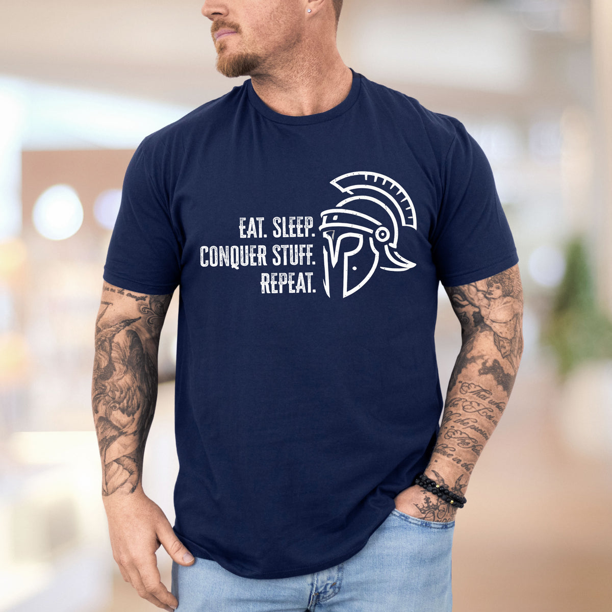 Conquer Stuff Funny Roman Empire Shirt | Navy T-shirt