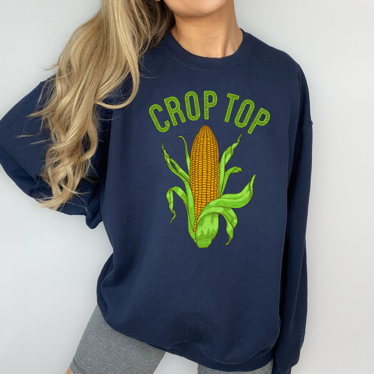 Corn Crop Top Funny Farming Shirt  | Navy Sweatshirt