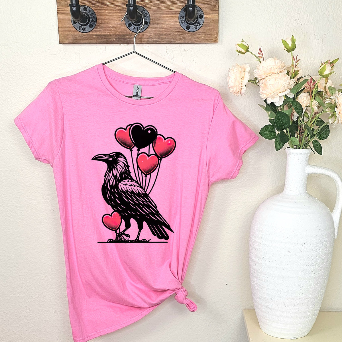 Crow Heart Balloons Valentines Day Shirt | Azalea Women's Slim-fit T-shirt